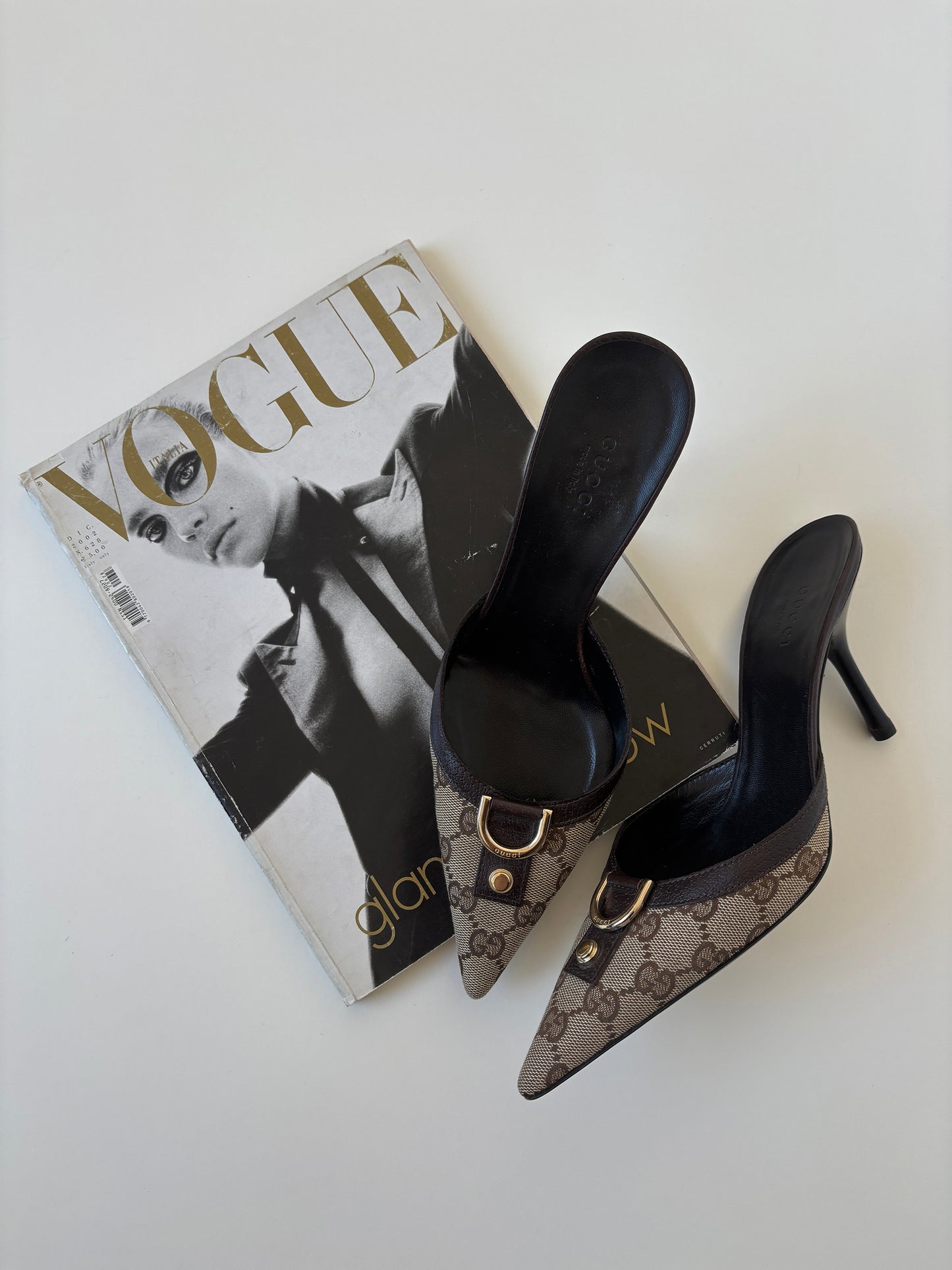 Gucci by Tom Ford 2000s brown D-Ring monogram mules (EU 37 / US 6.5)