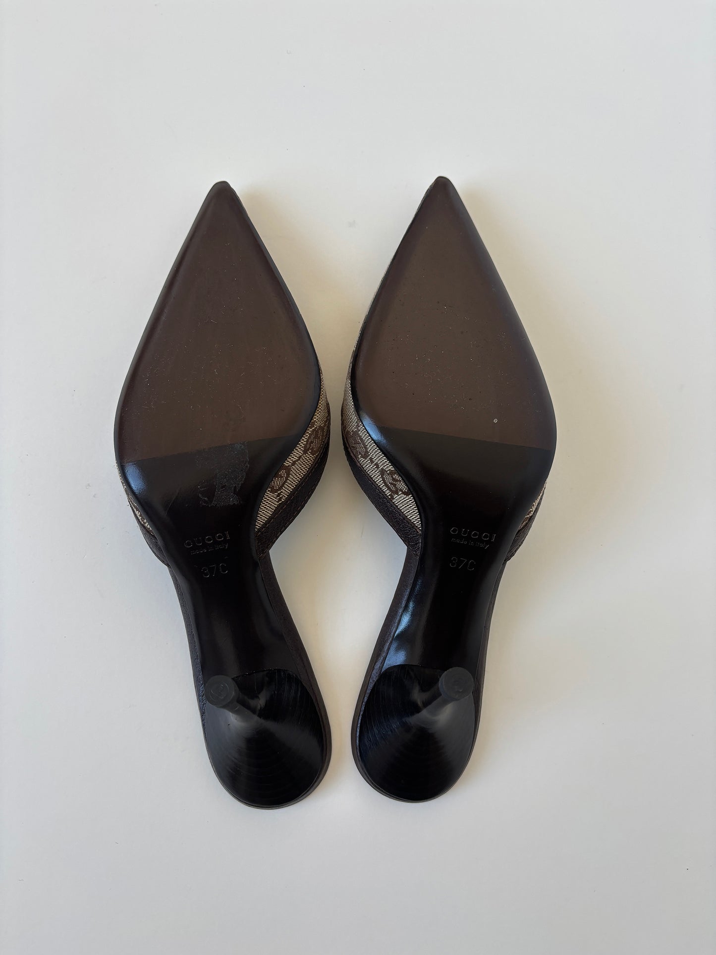 Gucci by Tom Ford 2000s brown D-Ring monogram mules (EU 37 / US 6.5)