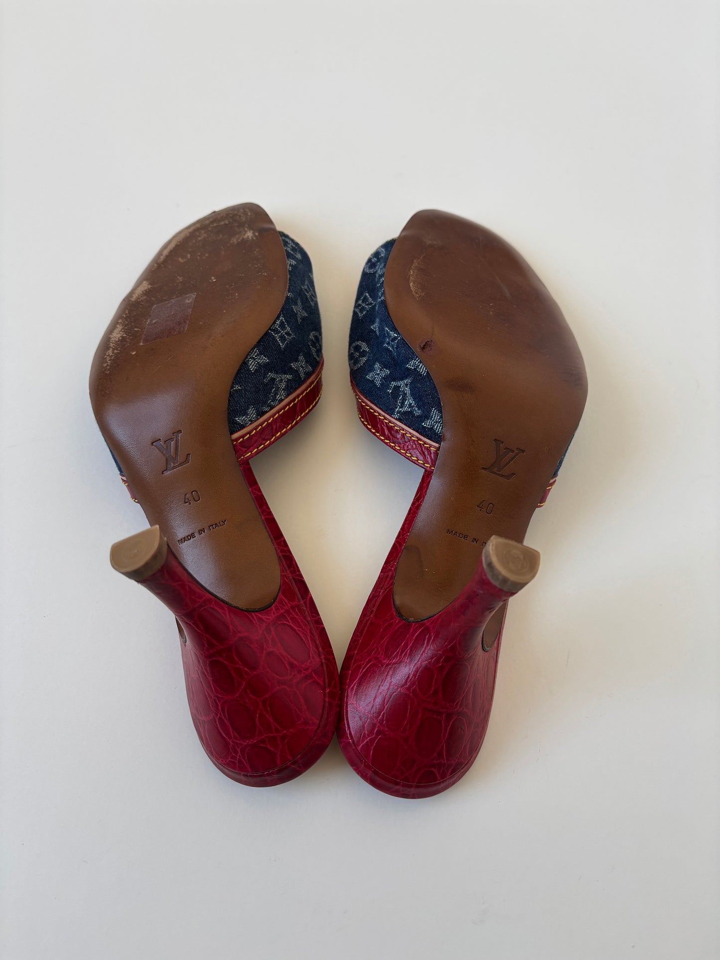 Louis Vuitton by Marc Jacobs S/S 2005 iconic denim monogram heels (EU 40 / US 9.5)