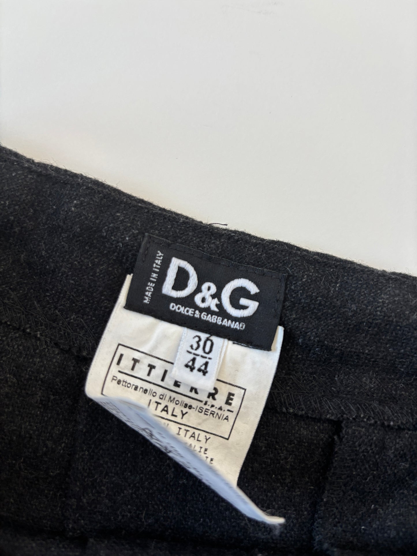 Dolce & Gabbana S/S 2003 runway asymmetrical dark grey wool mini skirt | Size M-L