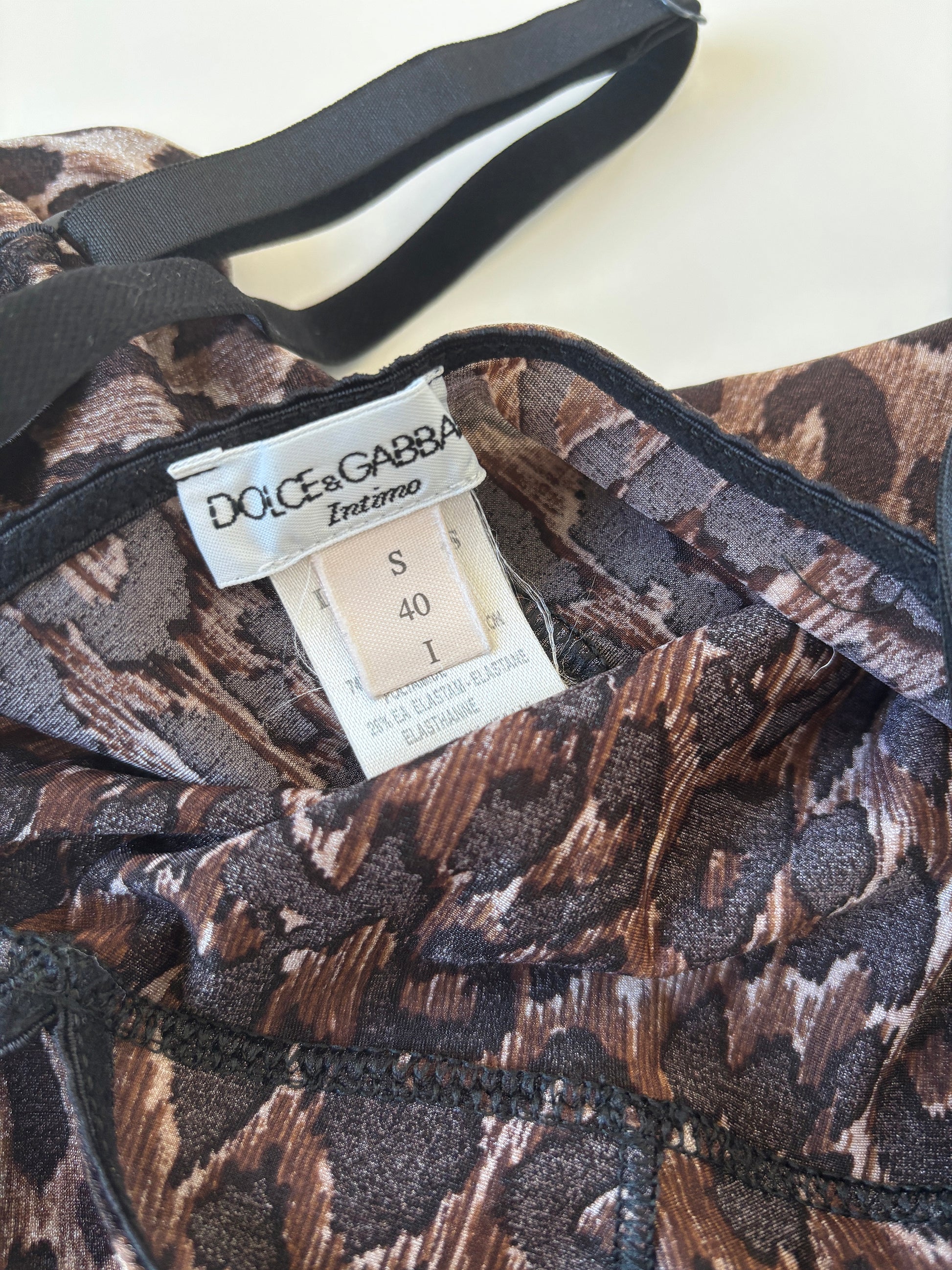 Vintage Dolce & Gabbana 2000s glittery sheer leopard mini slip dress