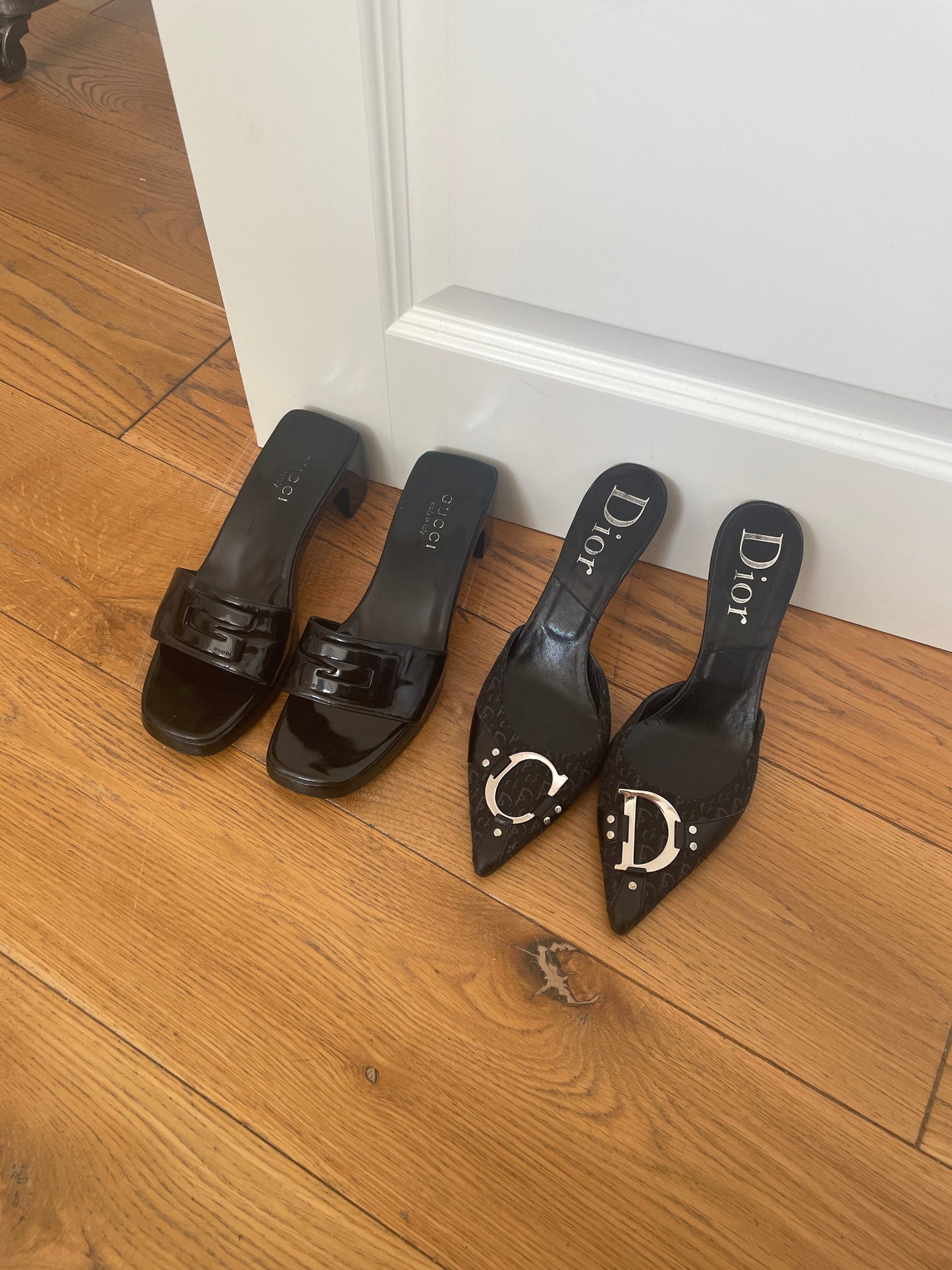 Christian Dior by John Galliano hardcore metal logo heel mules