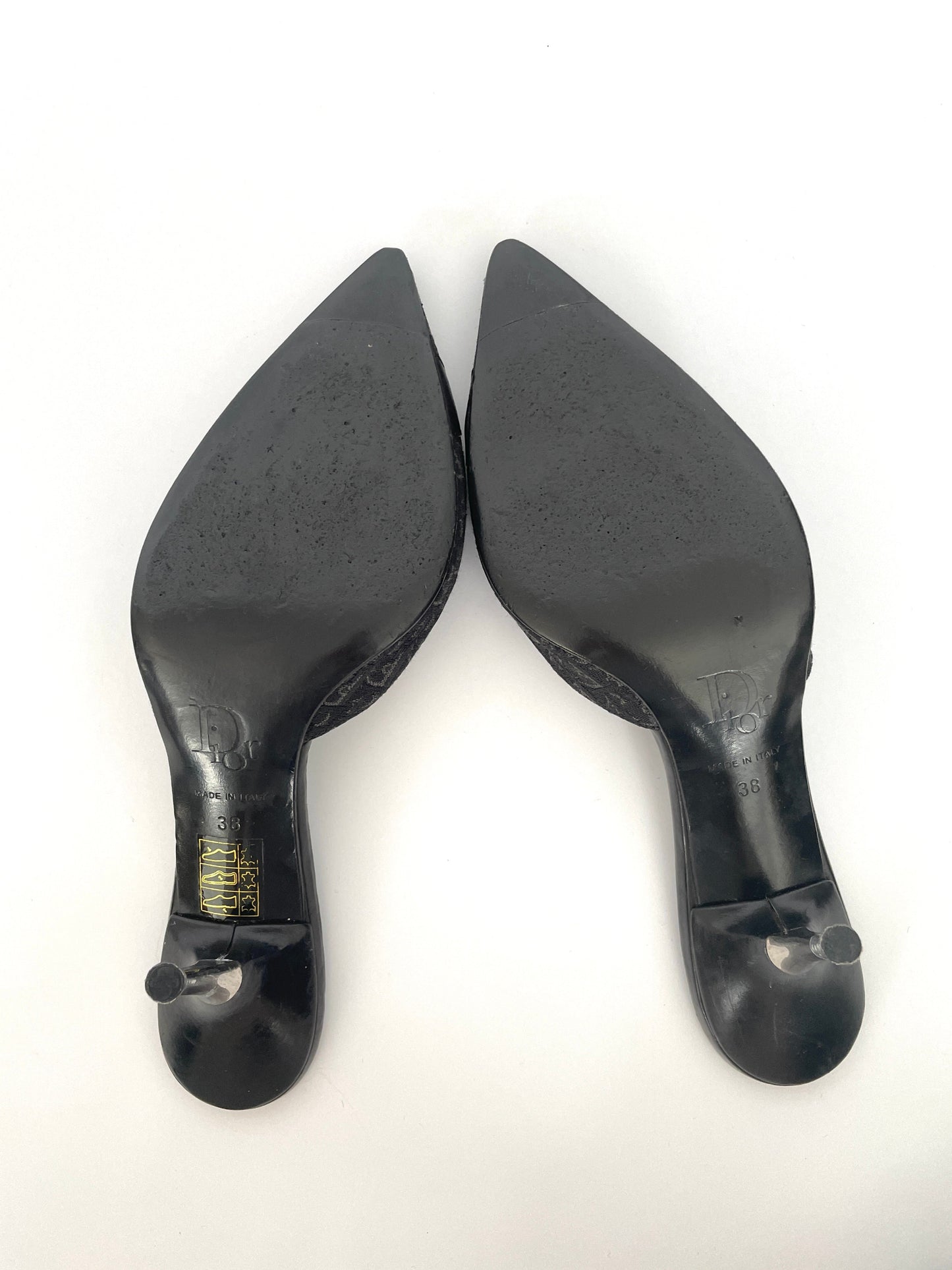 Christian Dior by John Galliano hardcore metal logo heel mules
