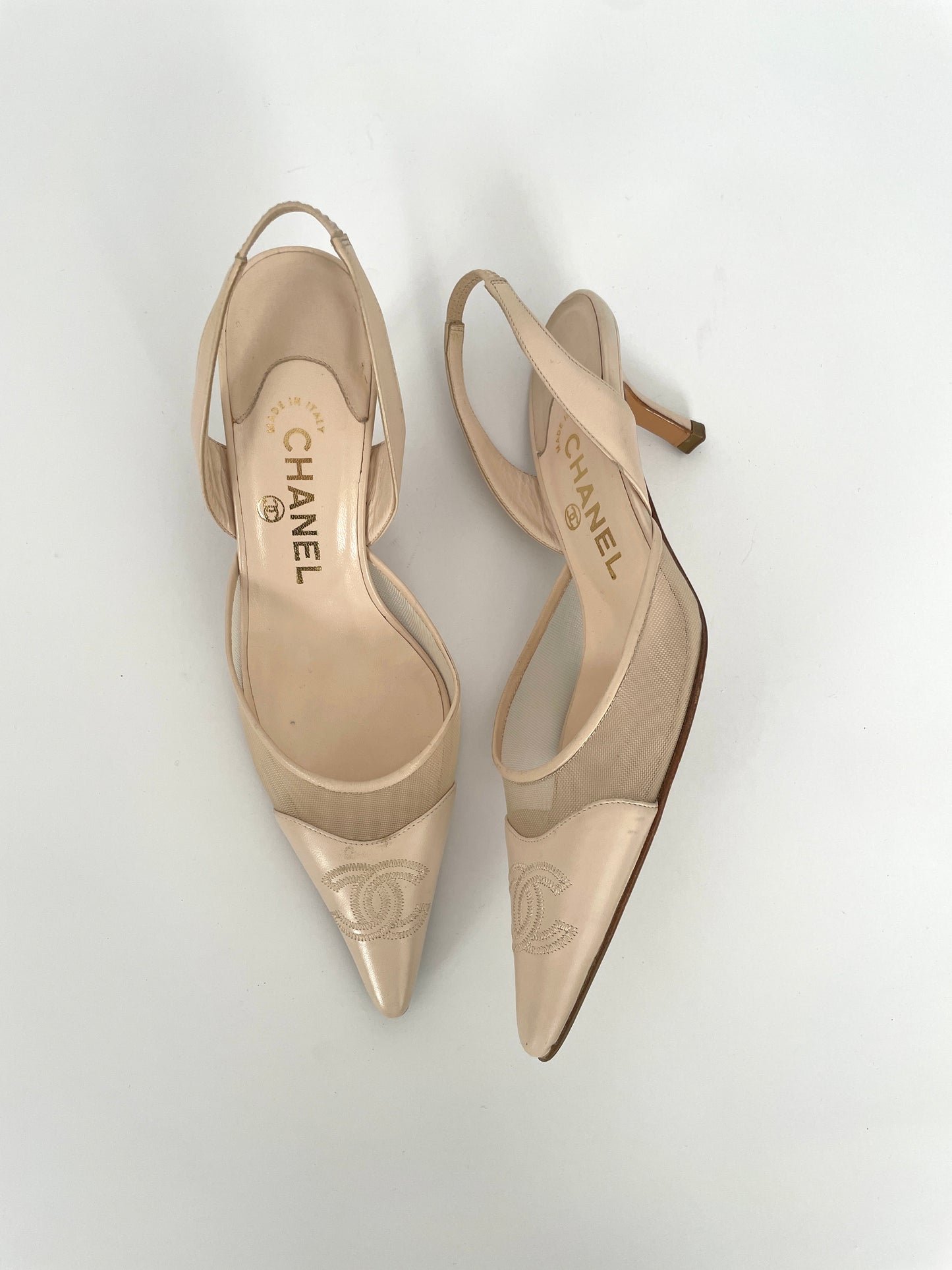 Chanel iconic CC mesh kitten heel sling back (EU 37 / US 6,5)