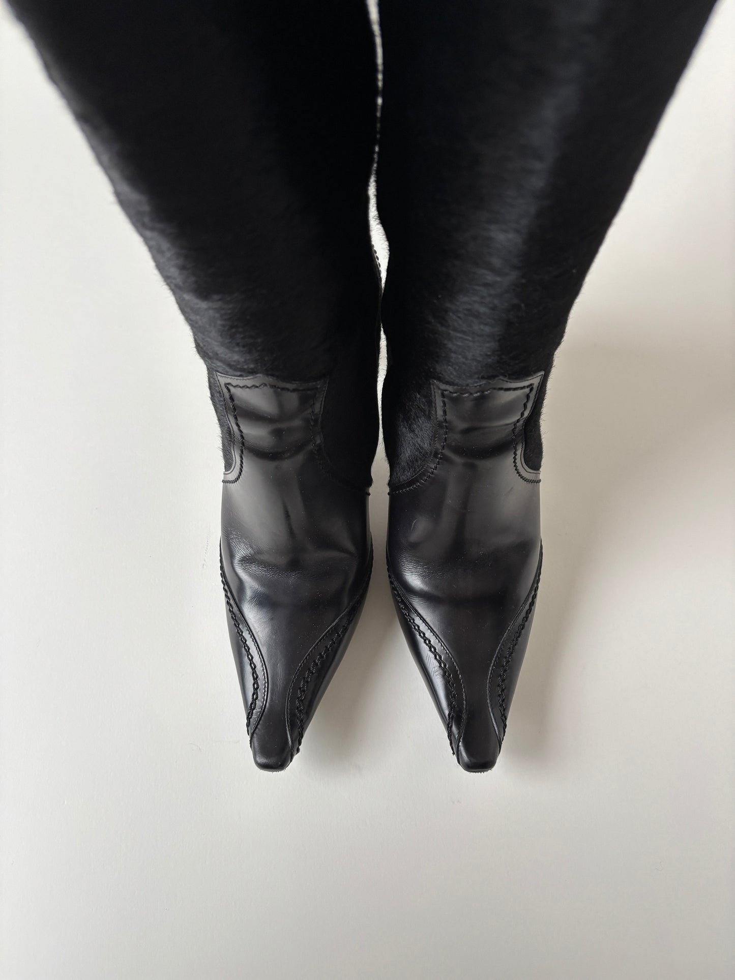 Christian Dior by John Galliano 2000s iconic black pony western boots (EU 39,5 / US 9)