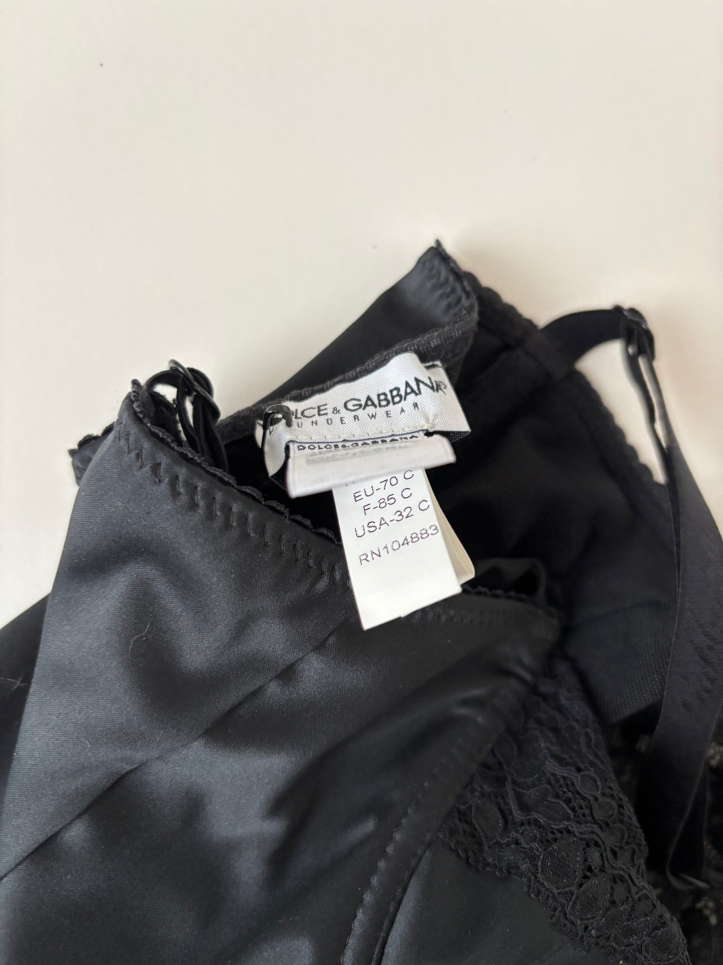 Dolce & Gabbana 2000s black satin bra corset top UNWORN XS-S