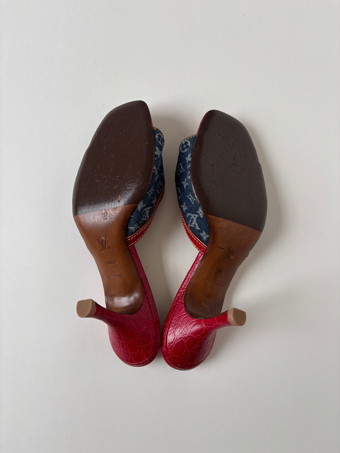 Louis Vuitton by Marc Jacobs S/S 2005 iconic denim monogram heels (EU 40,5 / US 10)