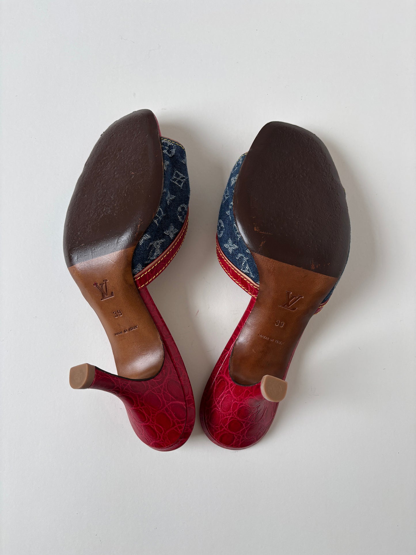 Louis Vuitton by Marc Jacobs S/S 2005 iconic denim monogram heels (EU 39 / US 8.5)