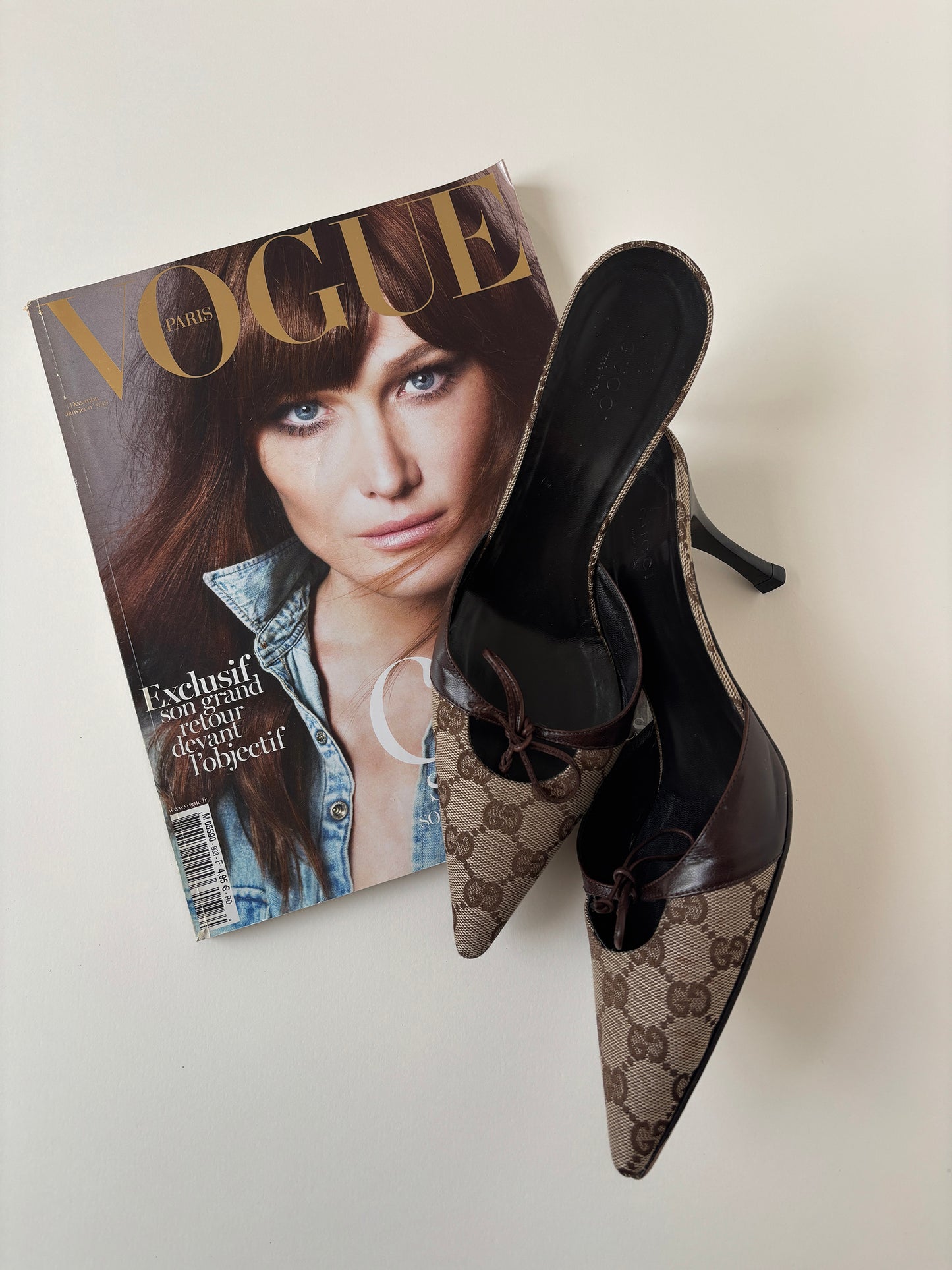 Gucci by Tom Ford 2000s brown bow monogram mules (EU 38 / US 7.5)