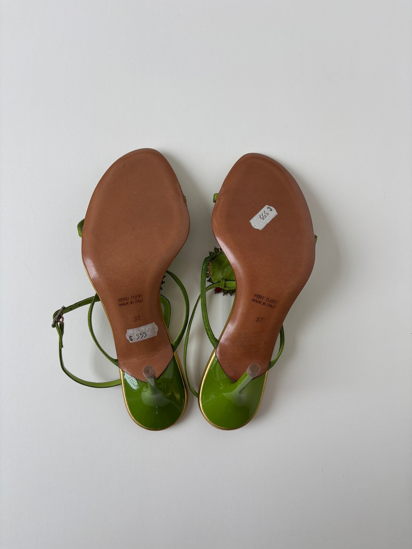 Rene Caovilla 2000s green jewelry sandal heels UNWORN (EU 37 / US 6.5)