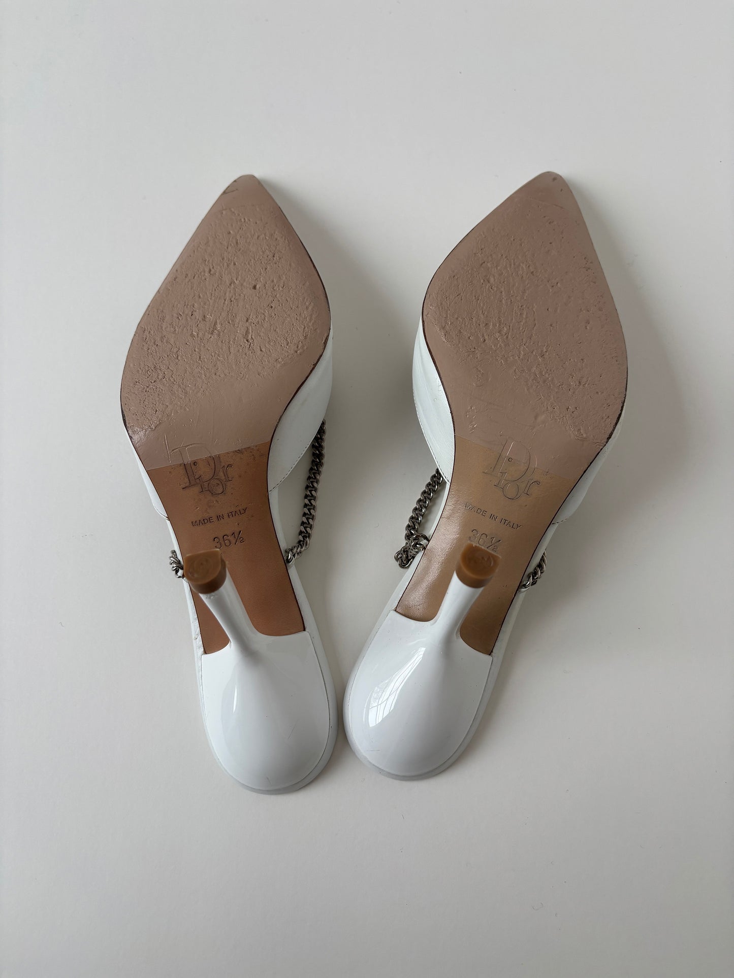 Christian Dior iconic S/S 2004 by John Galliano white pierced hardcore mules (EU 36,5 / US 6 )