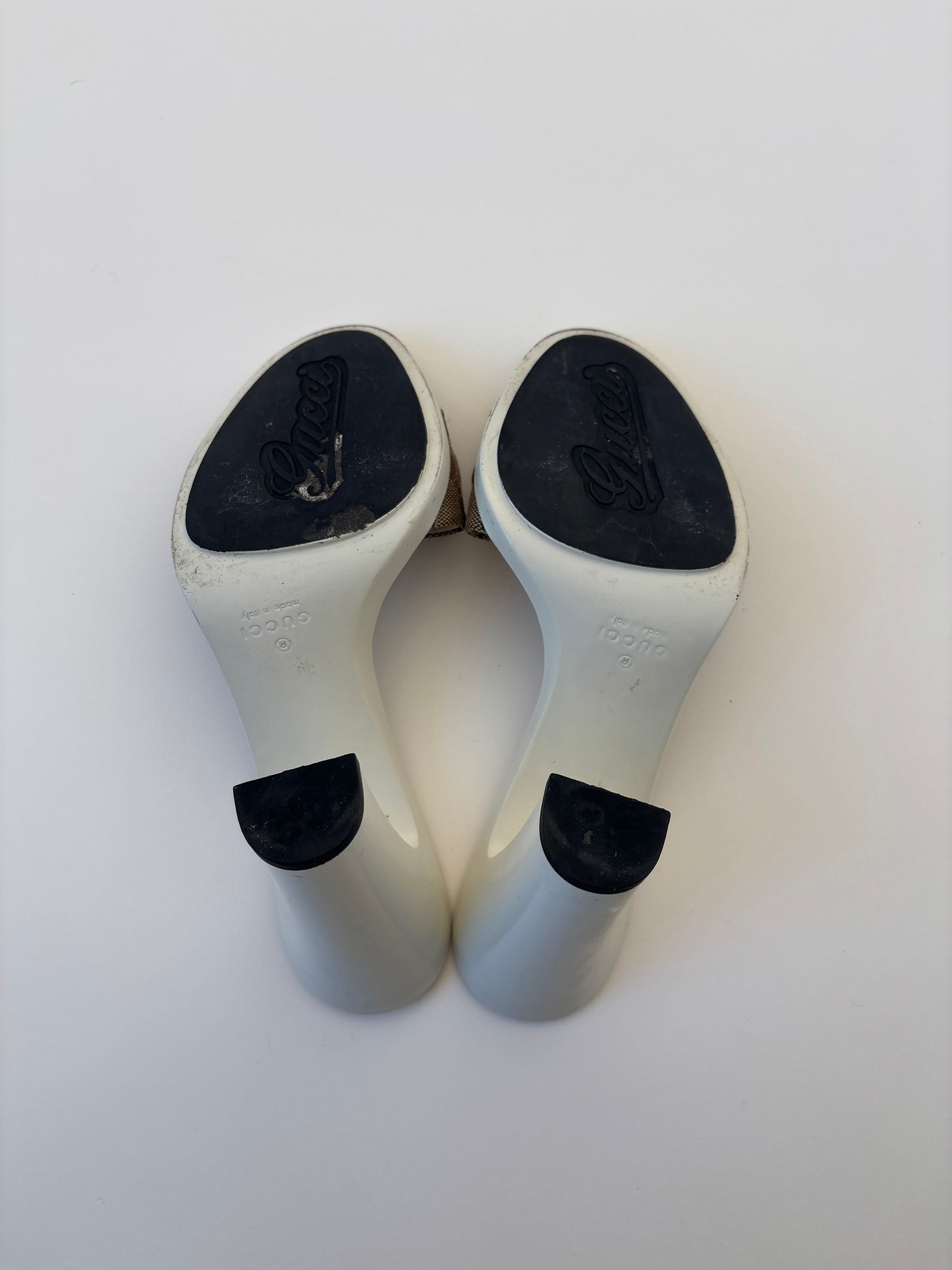 Gucci 2000s by Tom Ford monogram cream white horsebit platform heels (EU 36 / US 5.5)