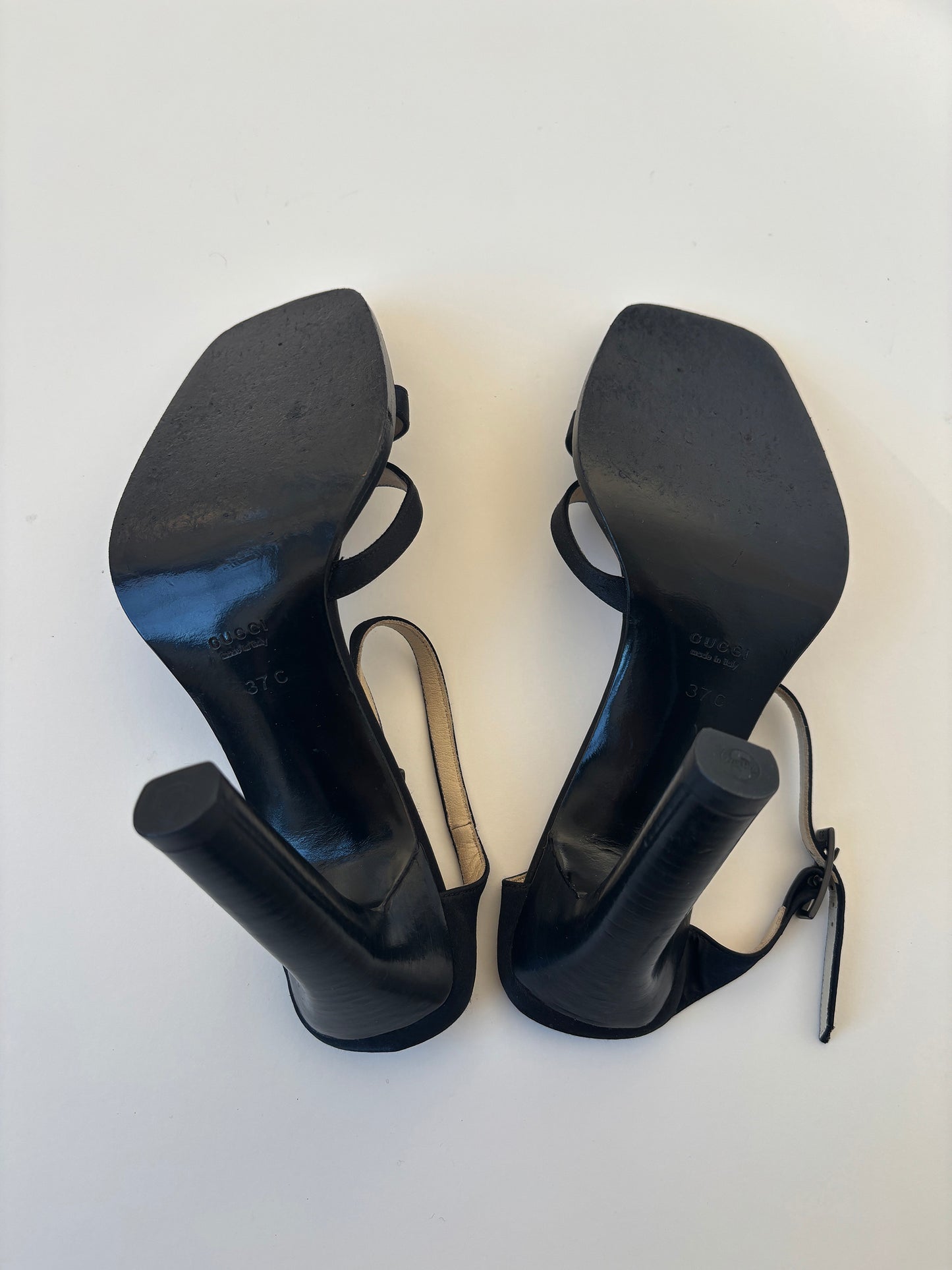 Gucci by Tom Ford 1990s minimalistic black satin sandal heels (EU 37 / US 6.5)