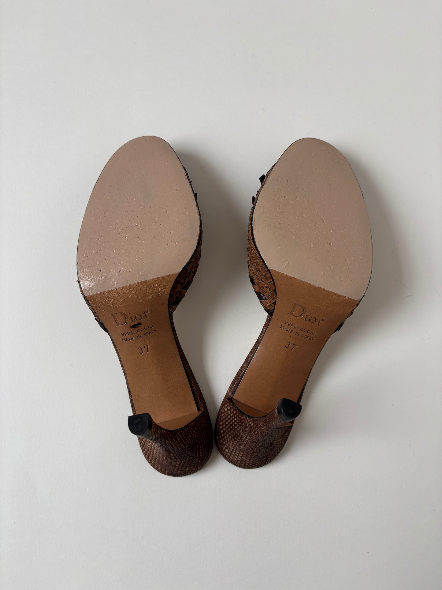 Christian Dior by John Galliano 2000s brown python bow mules (EU 37 / US 6.5 )