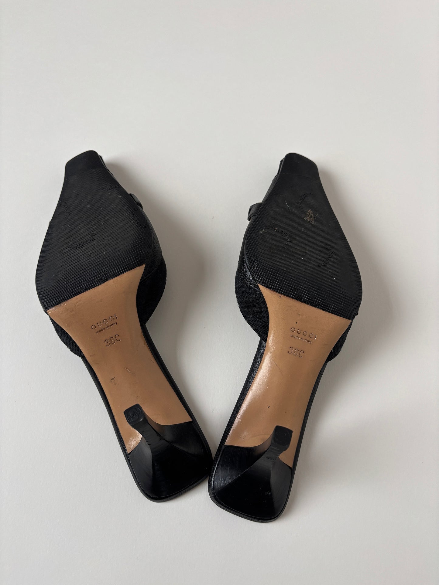 Gucci by Tom Ford 2000s black squared chain & monogram mules (EU 37 / US 6.5)