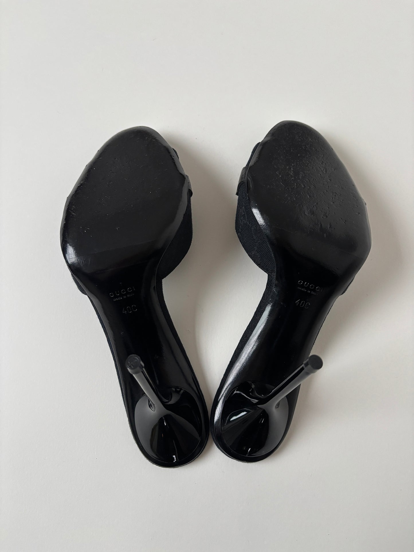 Gucci 2000s black horsebit monogram sandal heels (EU 40 / US 9.5)