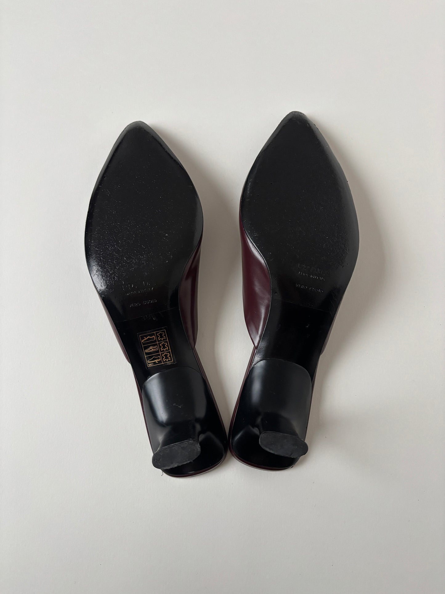 Prada 1990s burgundy kitten heel mules (EU 38 / US 7.5)