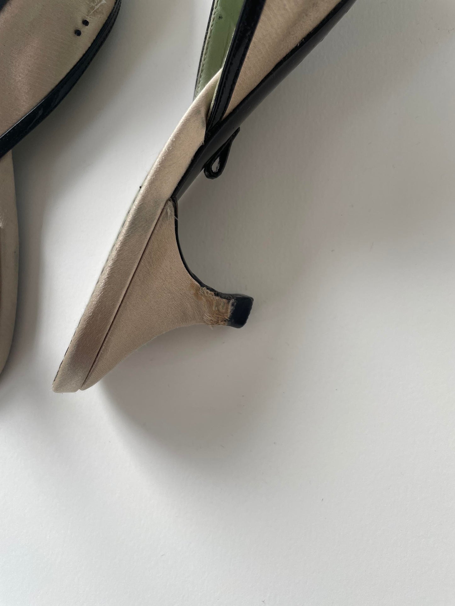 Prada 2000s ivory satin beaded kitten heels mules (EU 40 / US 9)