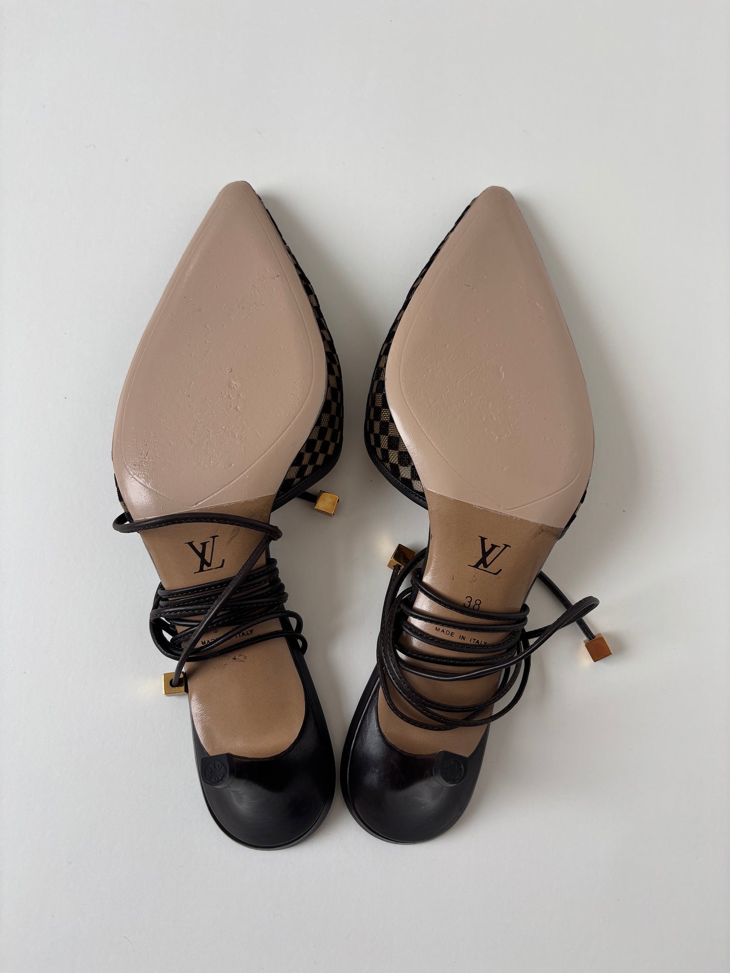 Louis Vuitton by Marc Jacobs brown mesh checkered kitten heels (EU 38 / US 7.5)
