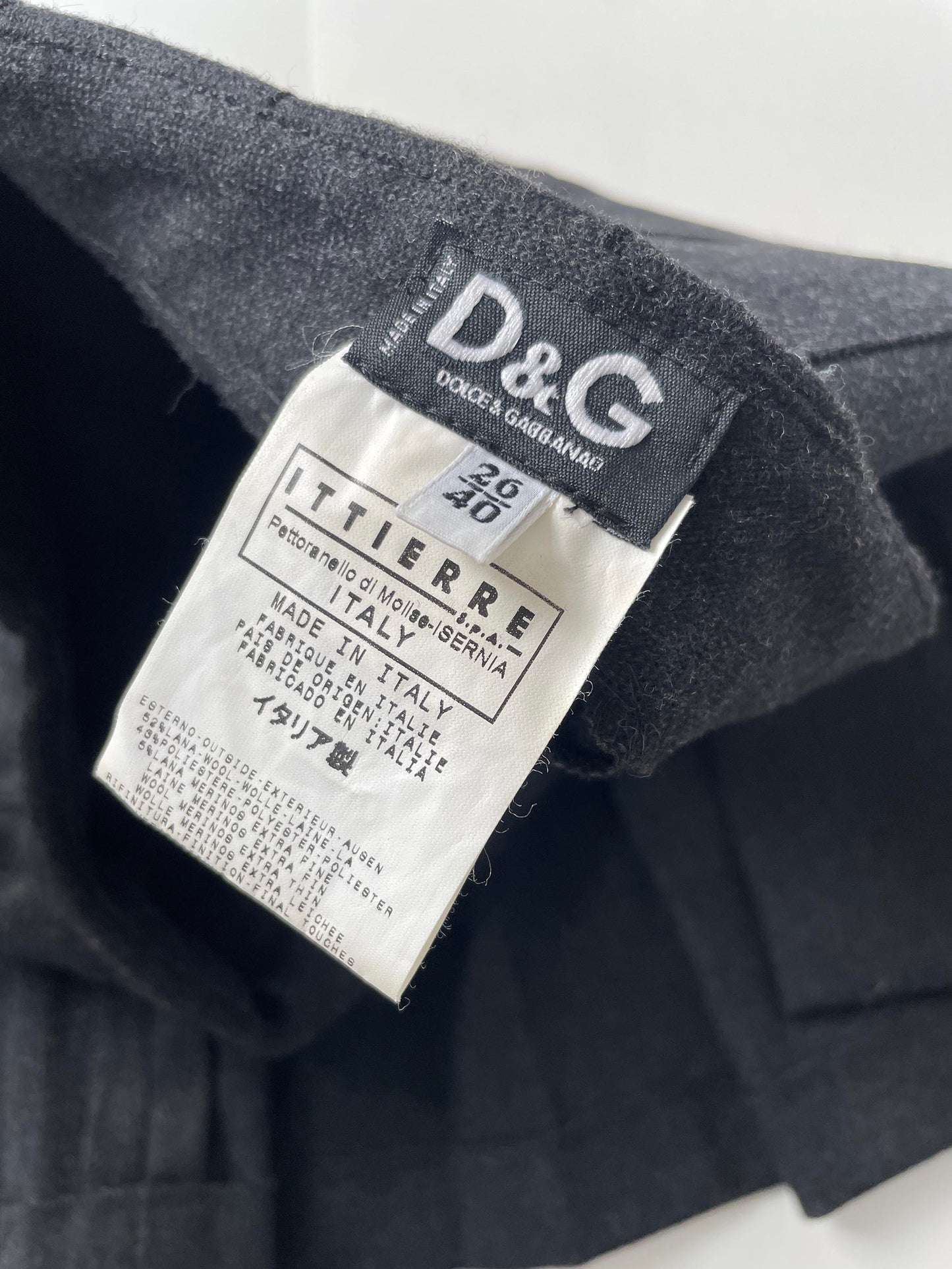 Dolce & Gabbana S/S 2003 runway asymmetrical dark grey wool mini skirt | Size XS-S