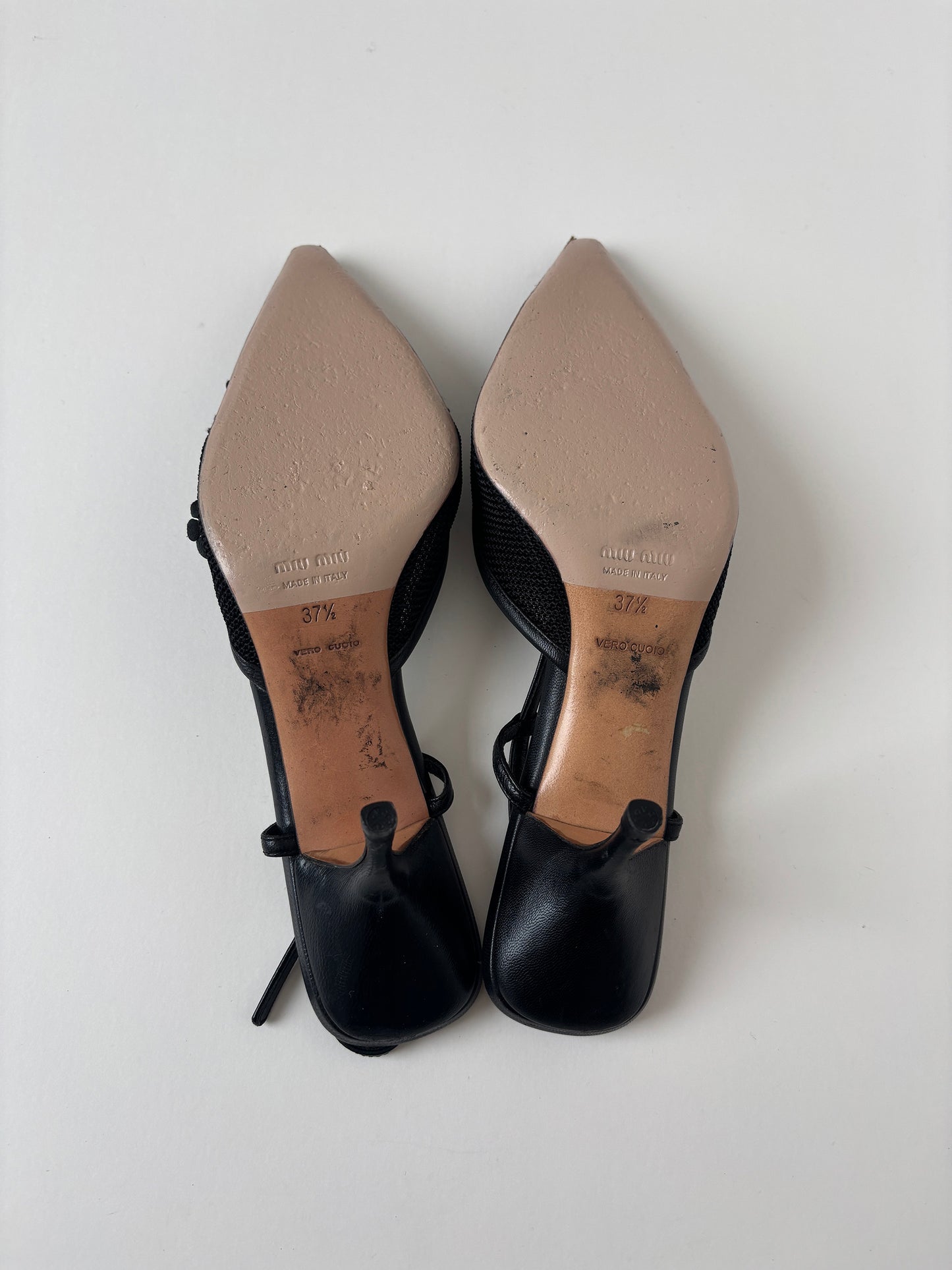 Miu Miu 2000s black floral mesh slingbacks (EU 37,5 / US 7)