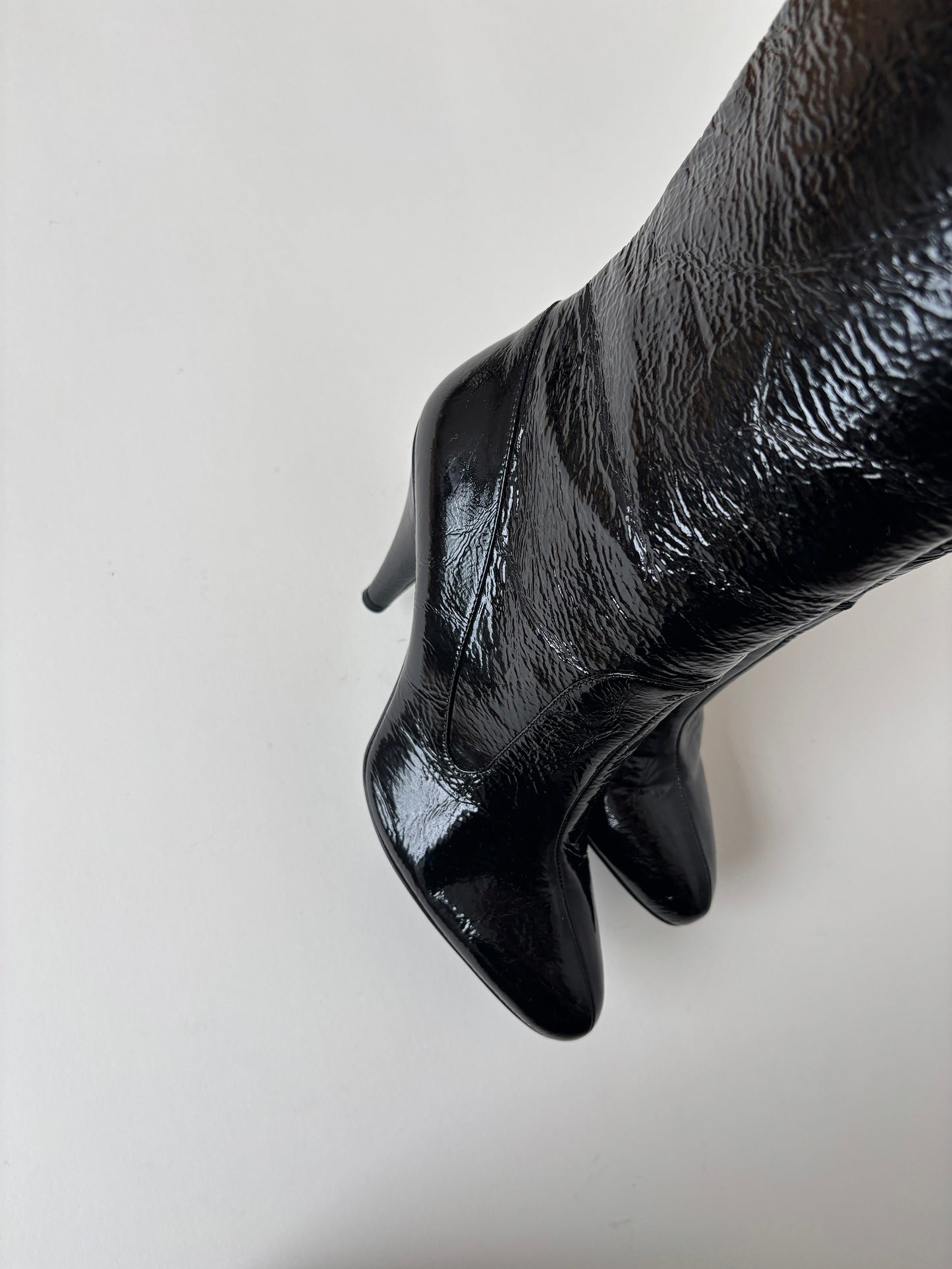 Dolce & Gabbana 2000s black patent leather western boots UNWORN (EU 38 / US 7.5)