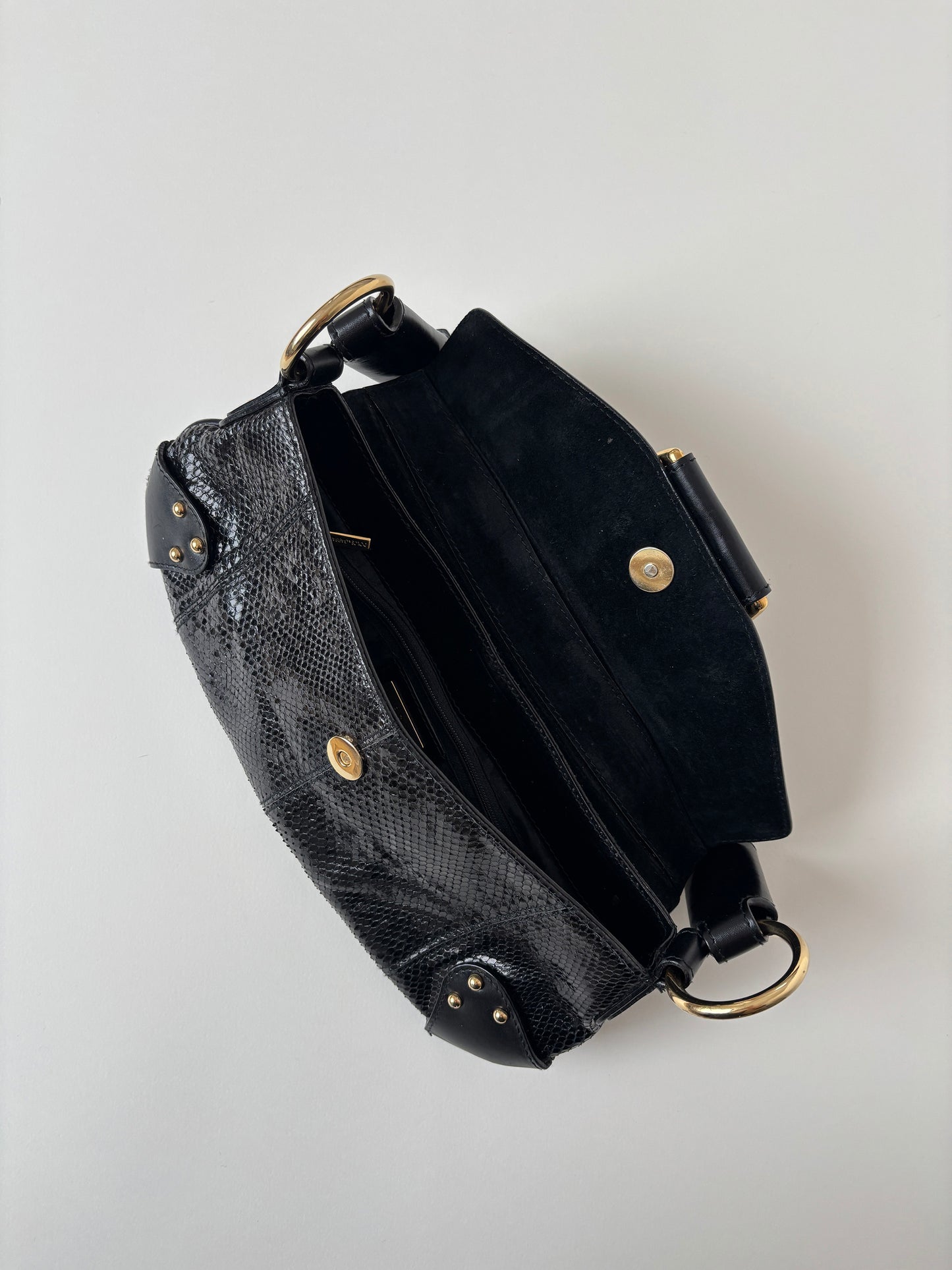 Dolce & Gabbana 2000s black python O-Ring baguette bag