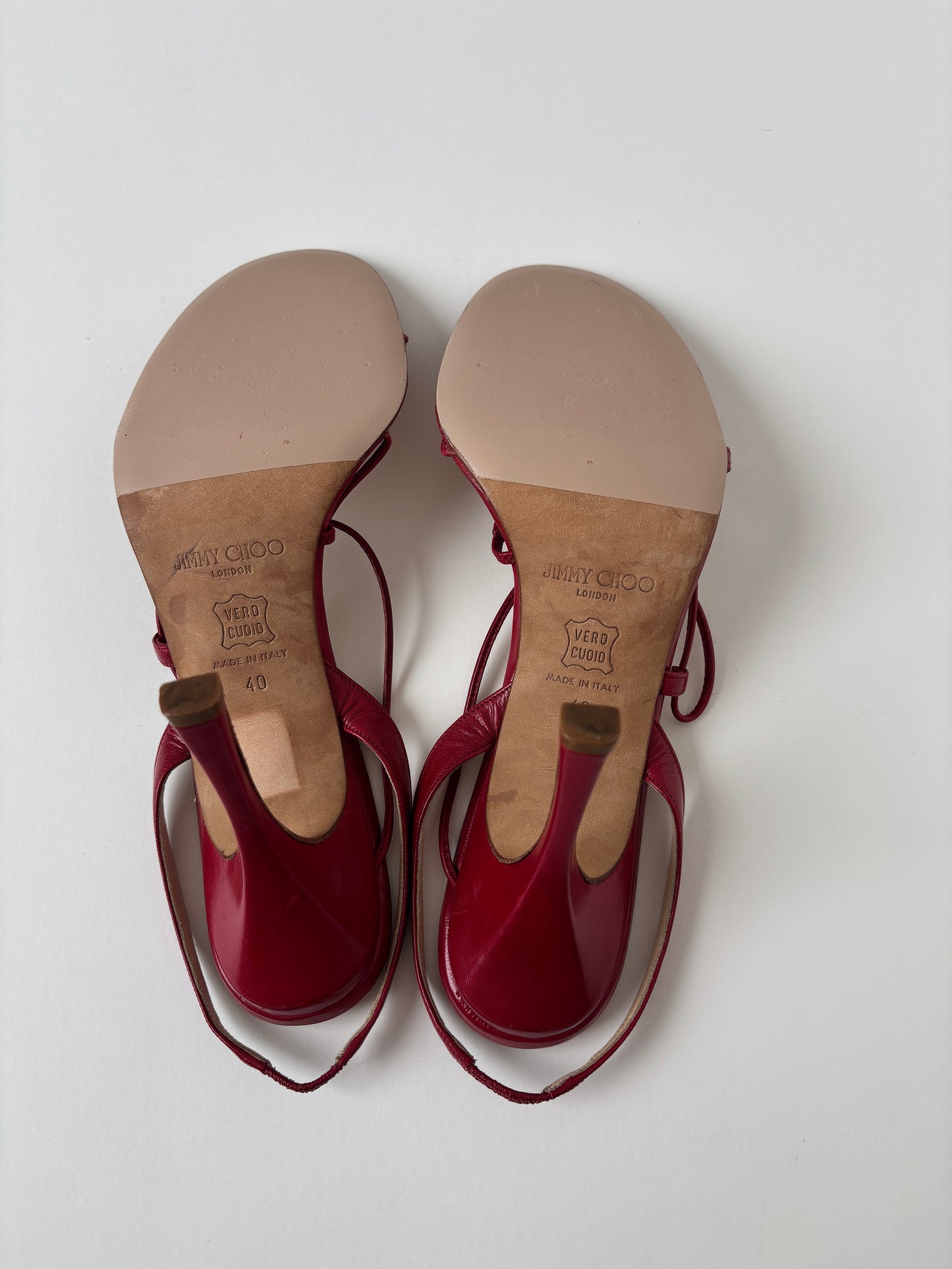 Jimmy Choo 2000s red skinny sandal heels (EU 40/ US 9.5)
