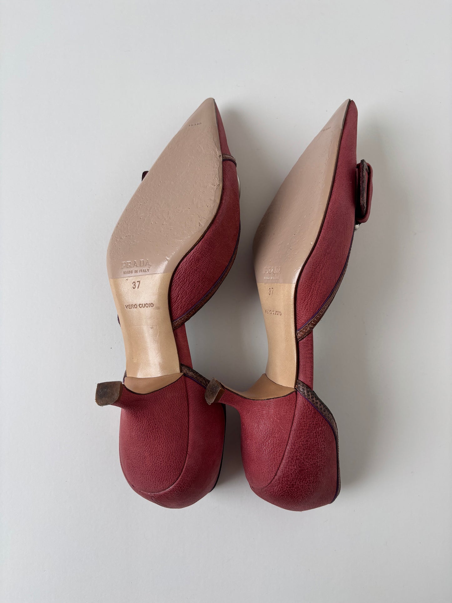 Prada 2000s mauve western buckle kitten heels (EU 37 / US 6.5)