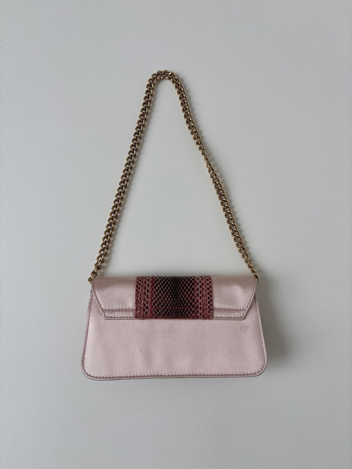 Dolce & Gabbana 2000s pink python mini O-Ring baguette bag