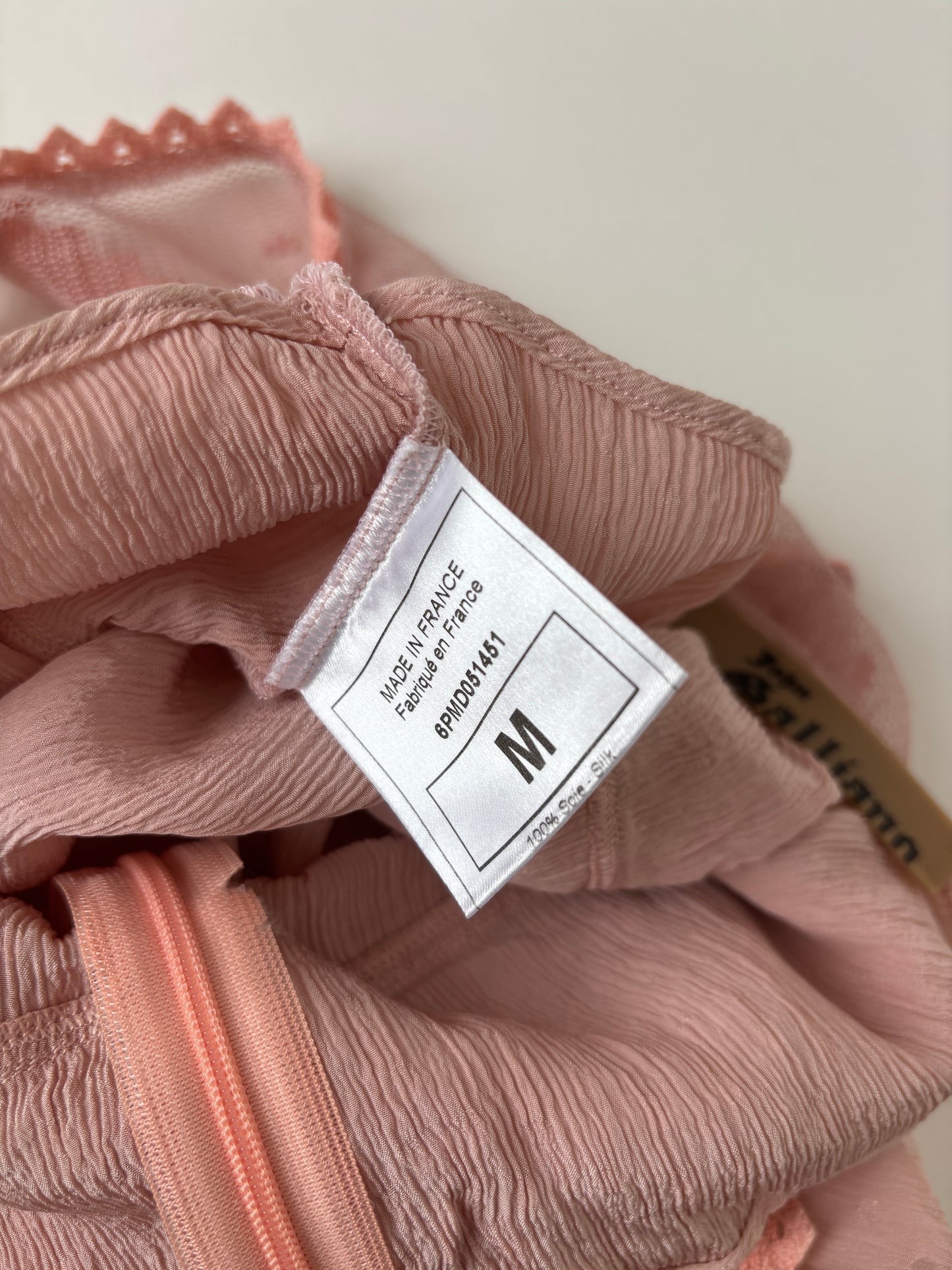 Galliano 2000s pink silk dot top M