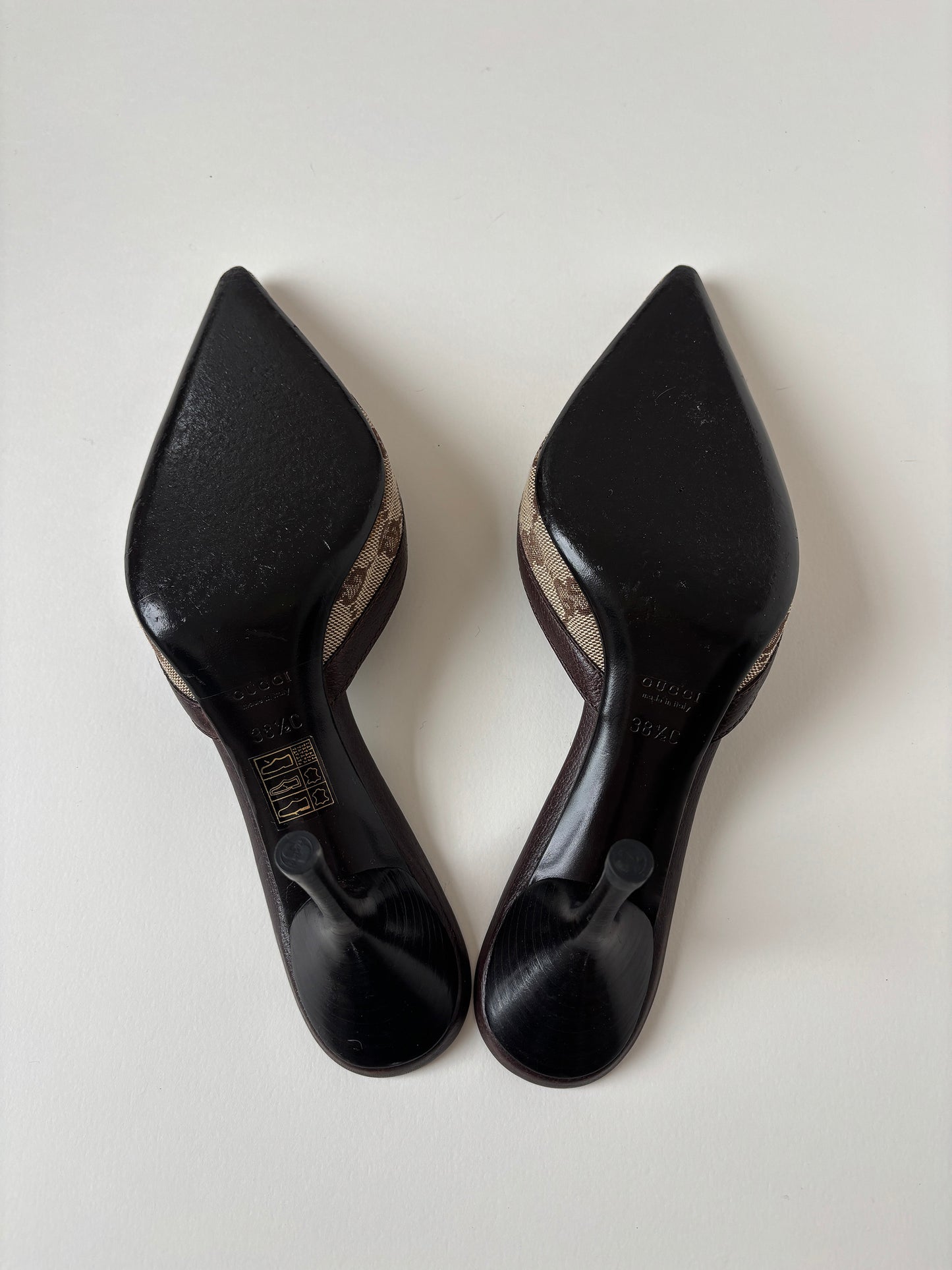 Gucci by Tom Ford 2000s brown D-Ring monogram mules (EU 38,5 / US 8)