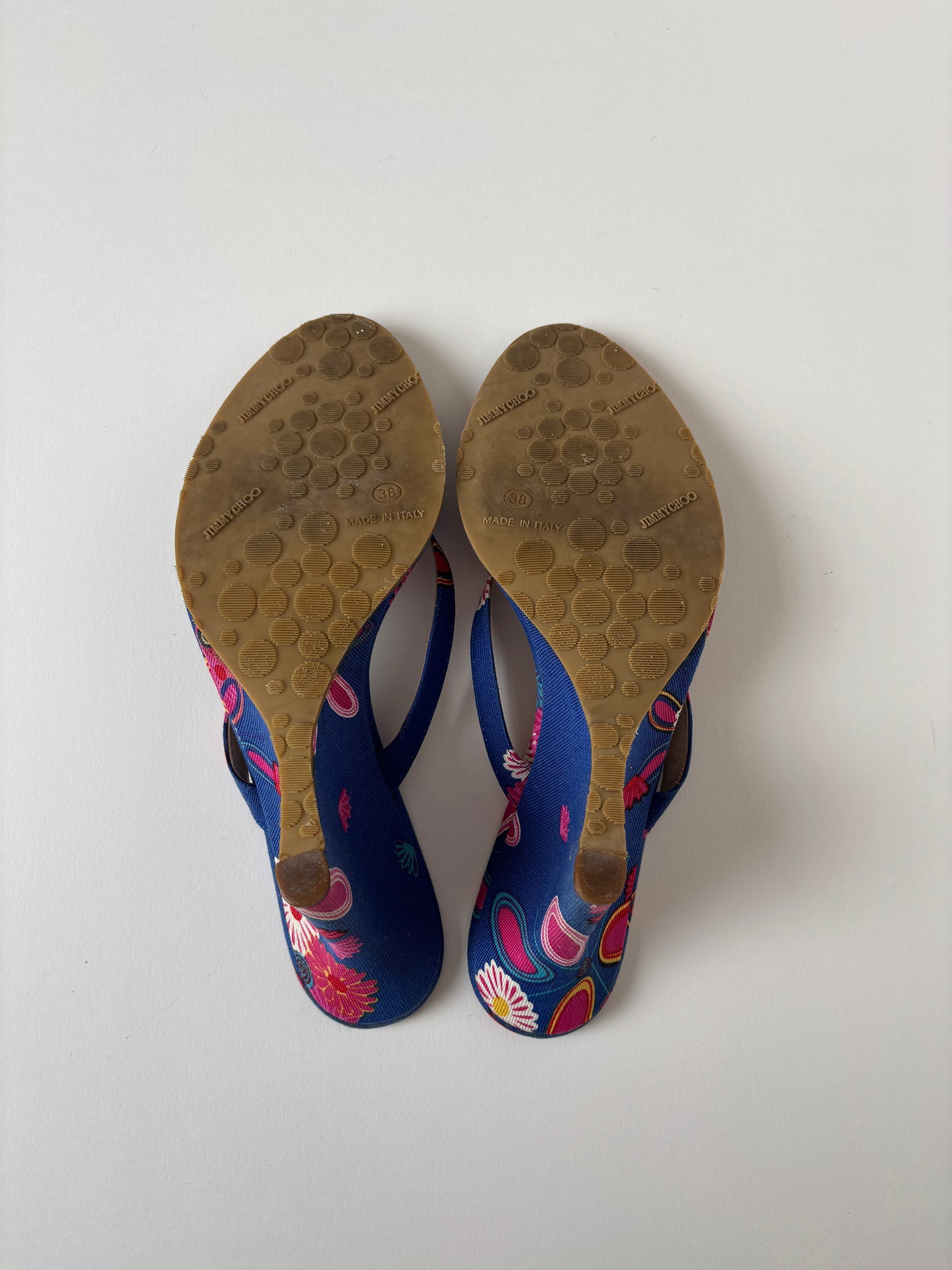 Jimmy Choo 2000s blue floral thong wedges (EU 38 / US 7.5)