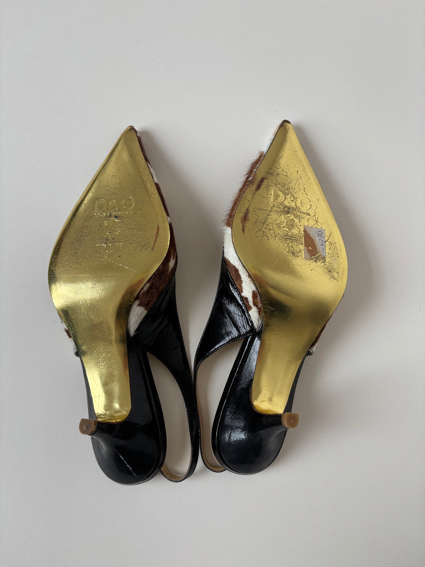 Dolce & Gabbana 2000s cowhide ponyhair slingback pumps (EU 37 / US 6.5)