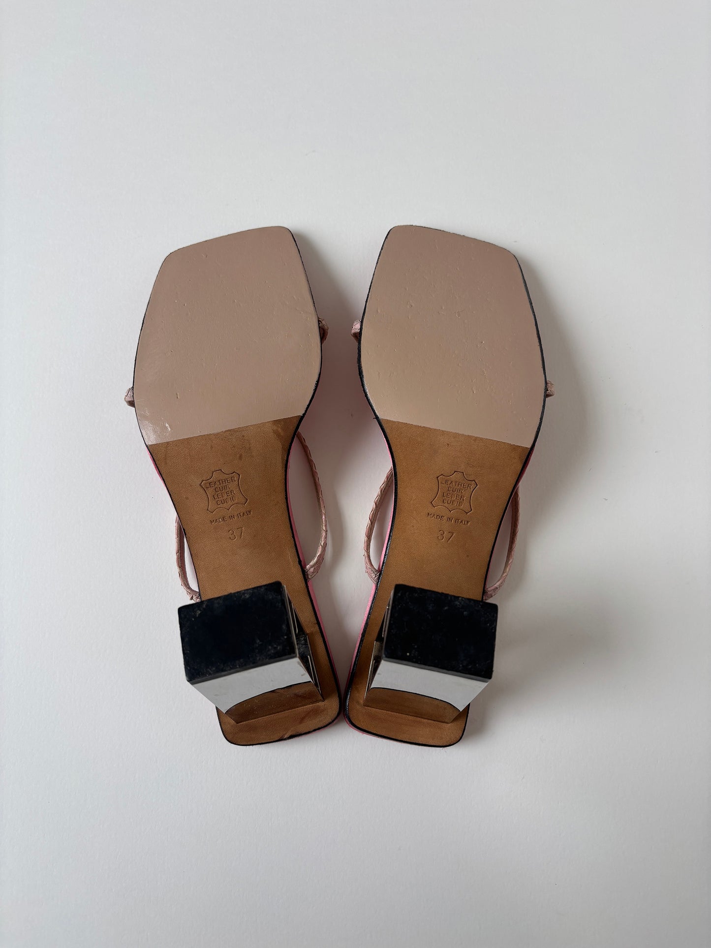 Fendi 1990s pink satin logo heel sandal heels (EU 37 / US 6.5)