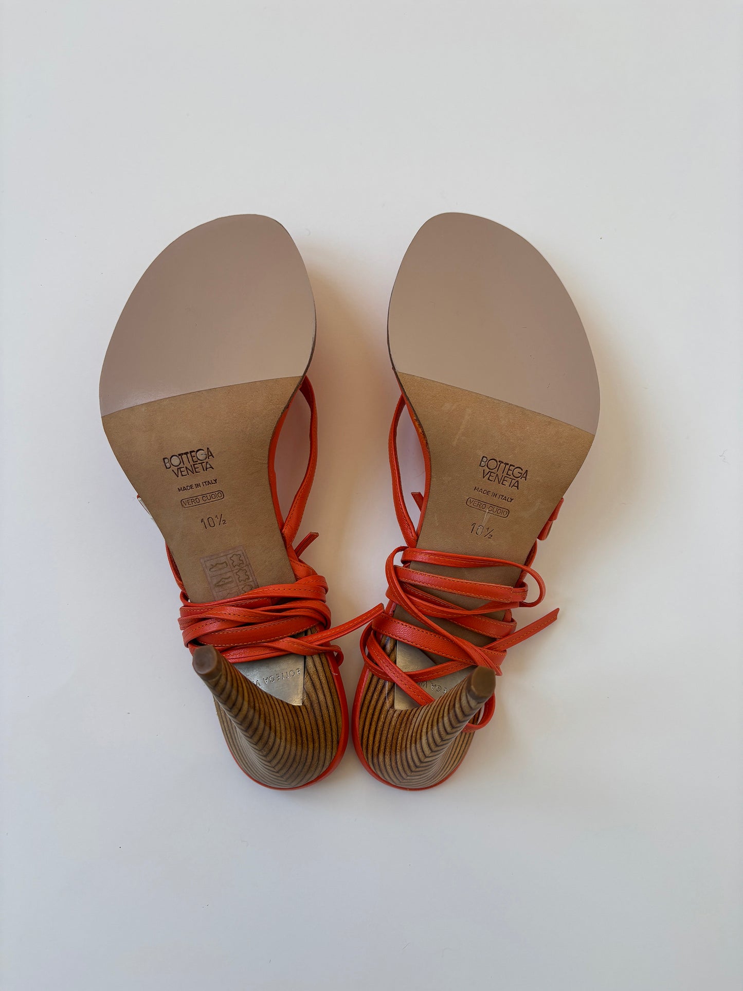 Bottega Veneta 2000s orange strappy thong heels (EU 41 / US 10.5)