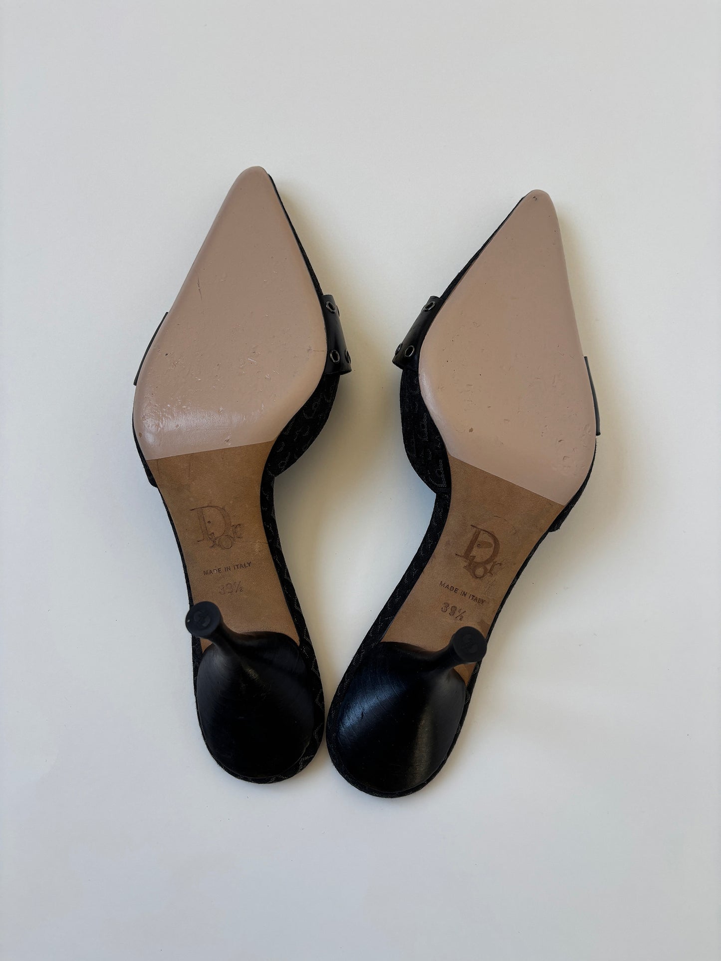 Christian Dior S/S 2003 by John Galliano black trotter kitten heel buckle mules (EU 39,5 / US 9)