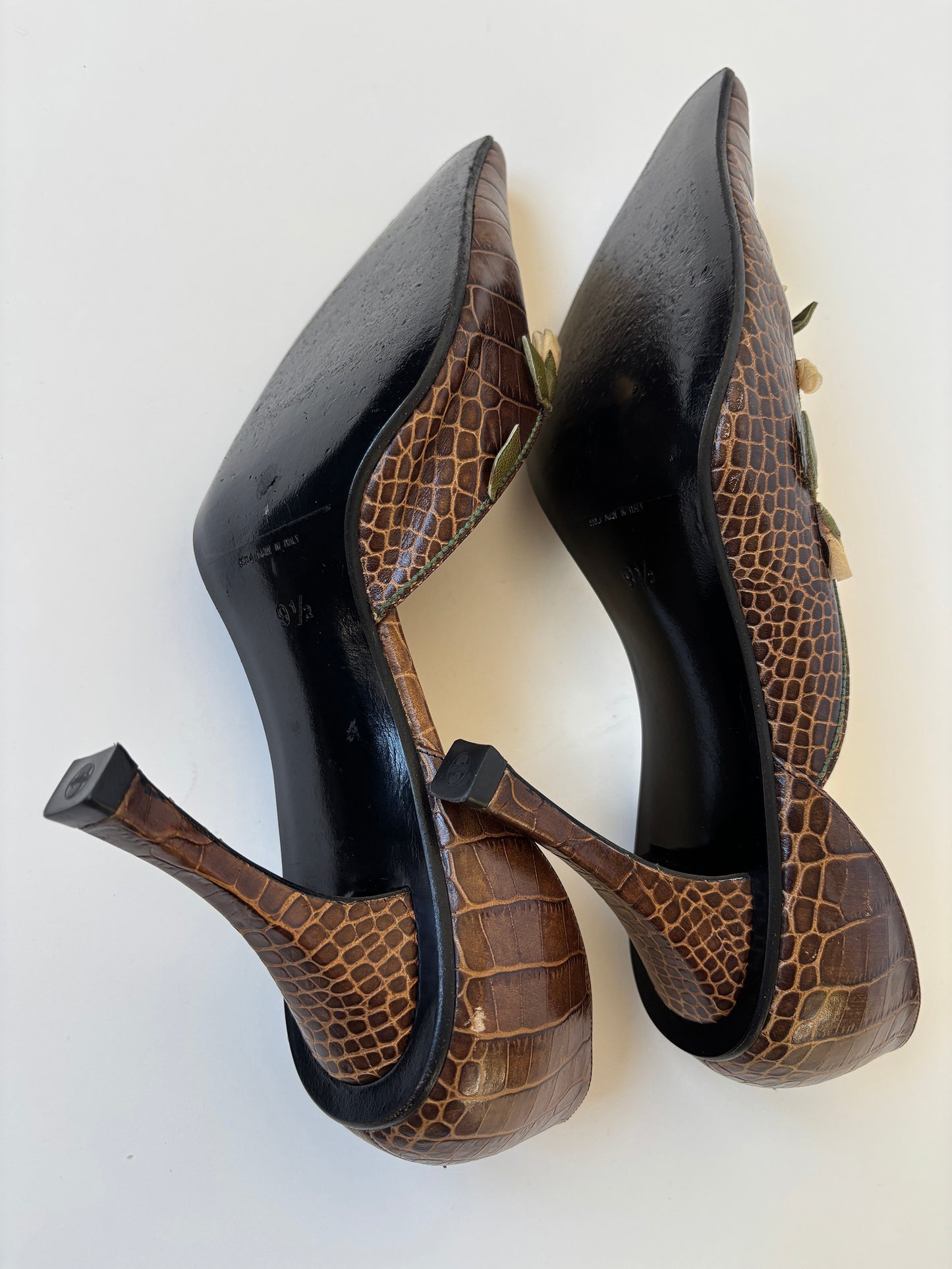 Rene Caovilla 1990s brown croco roses heels (EU 40 / US 9.5)