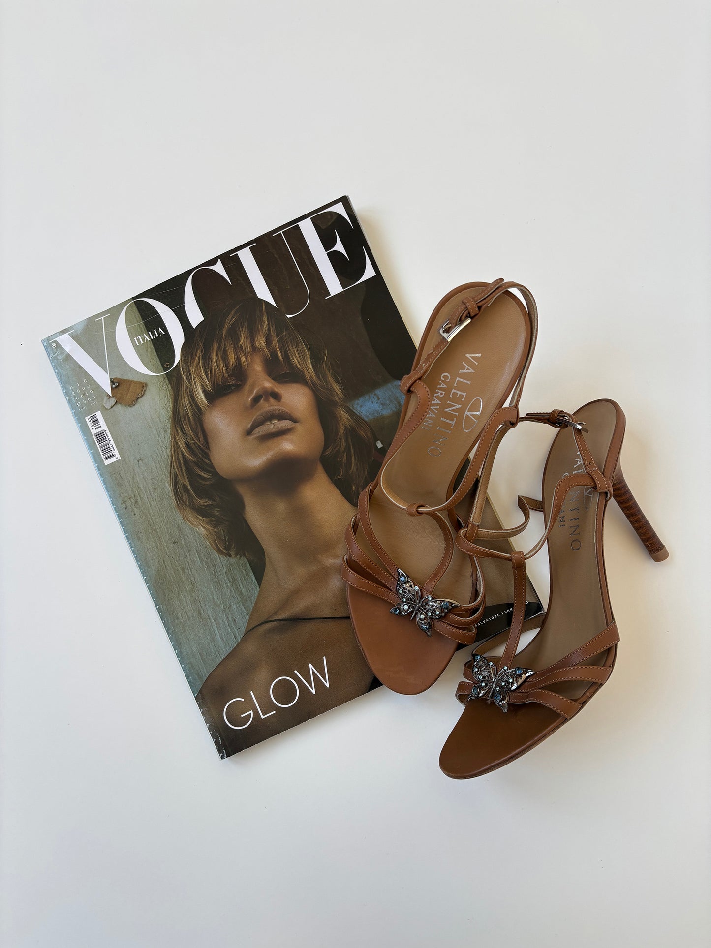 Valentino Garavani S/S 2004 brown butterfly sandal heels (EU 36 / US 5.5)