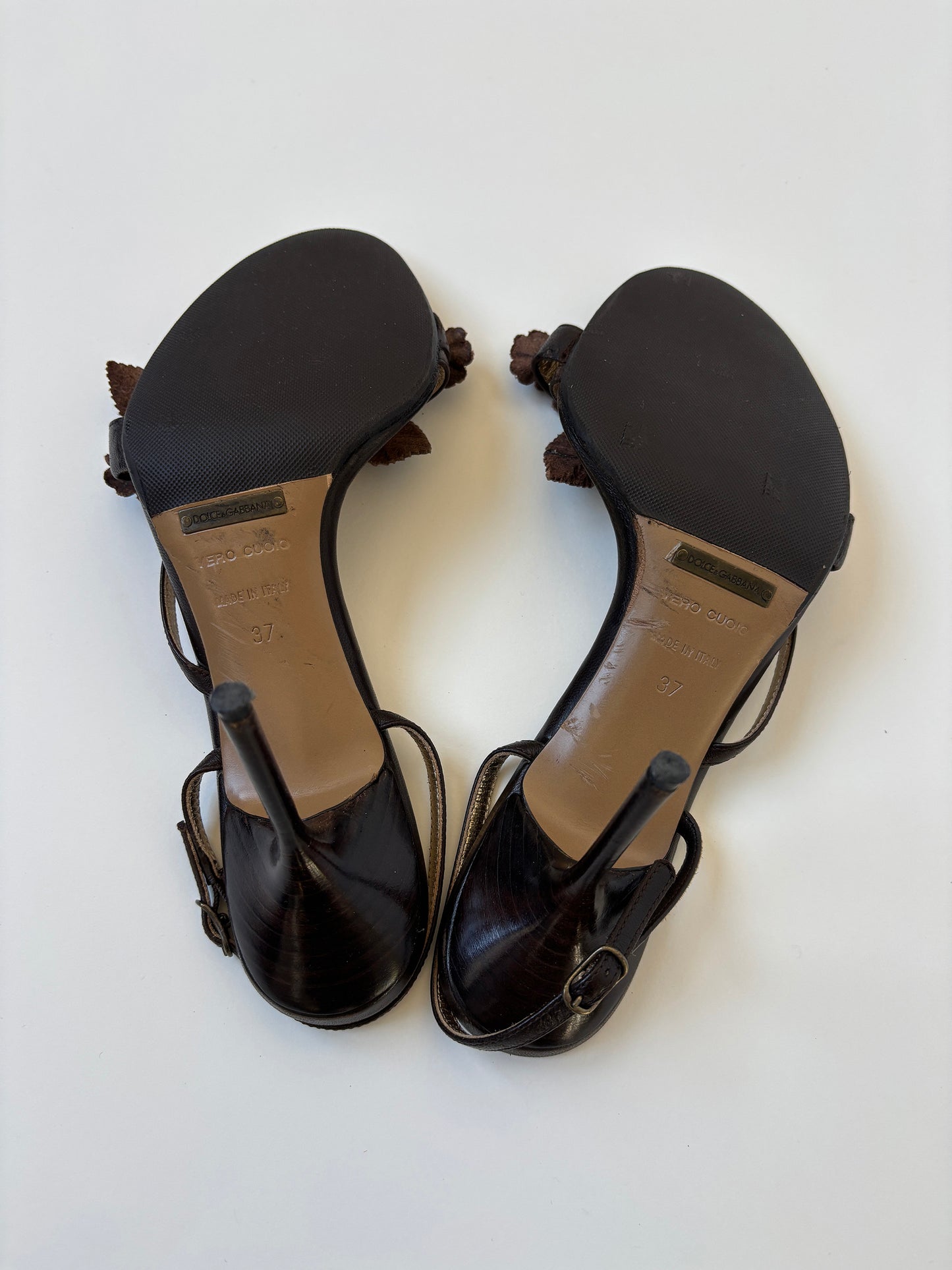 Dolce & Gabbana 2000s dark brown floral heels (EU 37 / US 6.5)