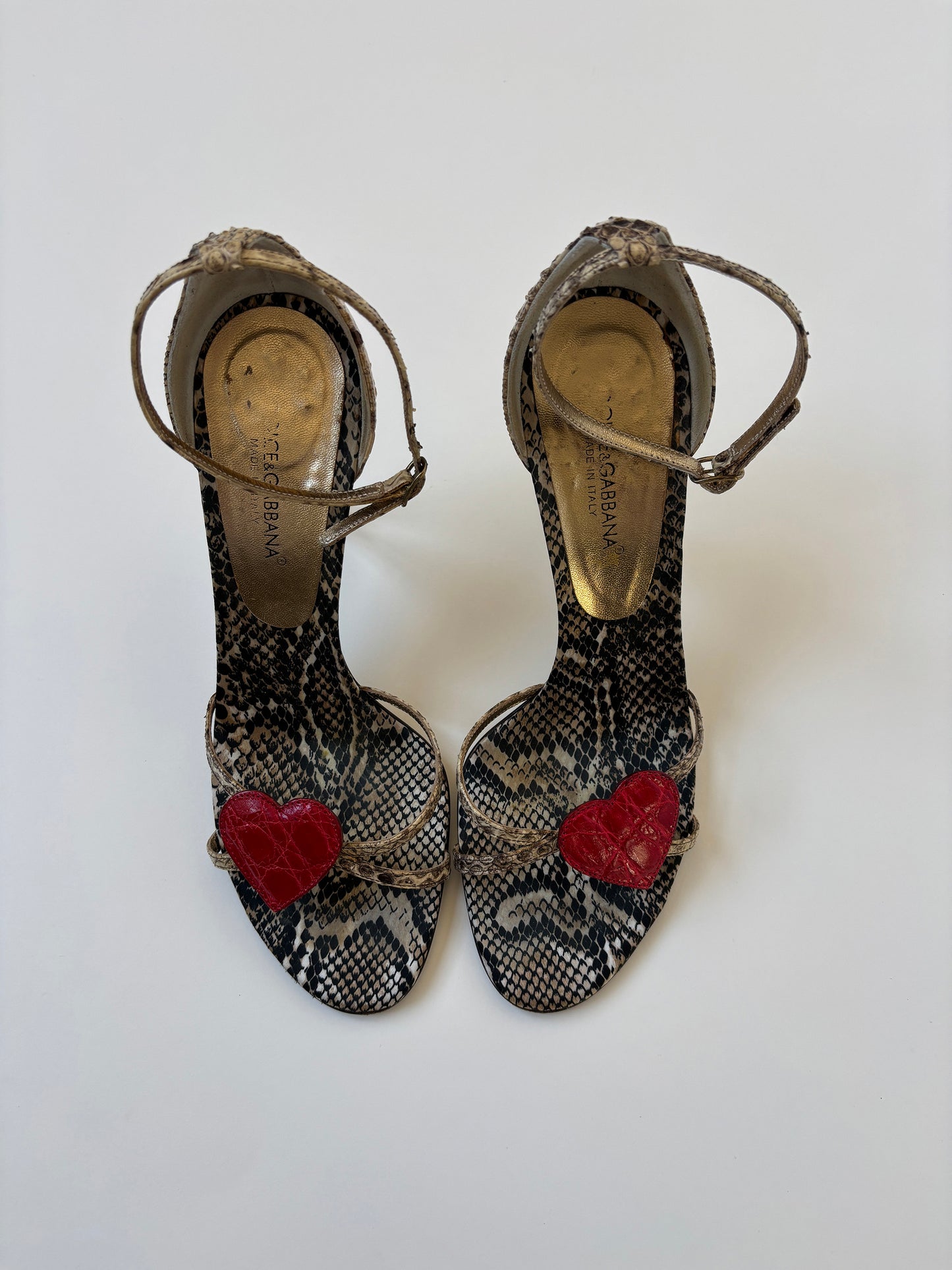 Dolce & Gabanna heart python sandal heels (EU 38 / US 7.5)