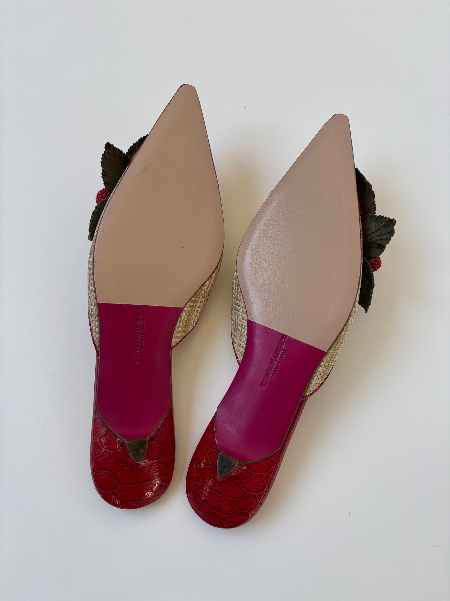 Emanuel Ungaro 2000s raspberry kitten heel mules (EU 38 / US 7.5)