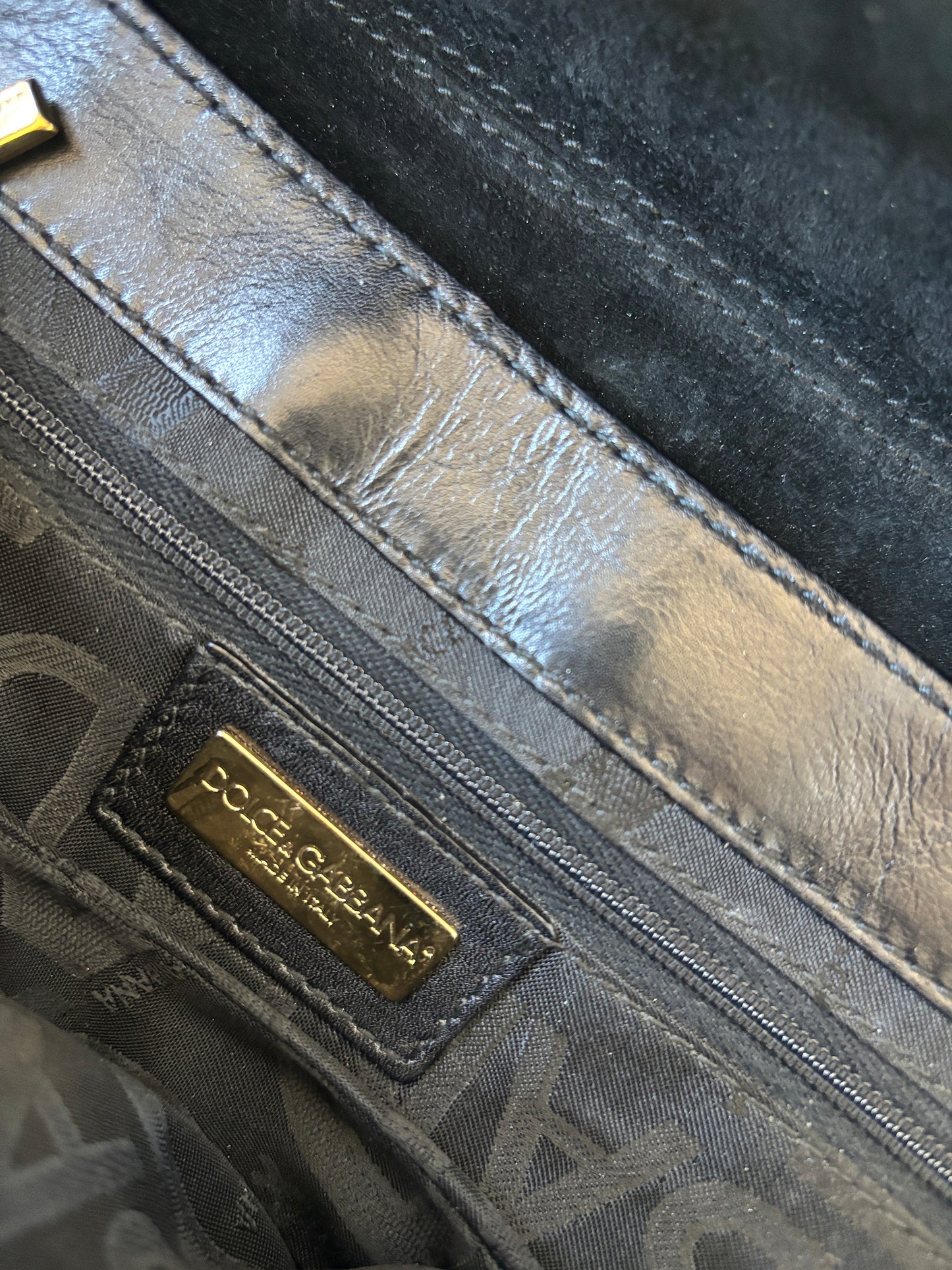 Dolce & Gabbana 2000s black leather O-Ring baguette bag