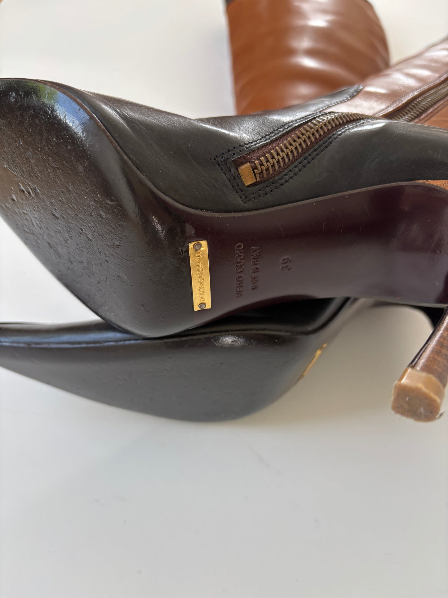 Dolce & Gabbana 2000s tan O-ring boots (EU 39 / US 8.5)