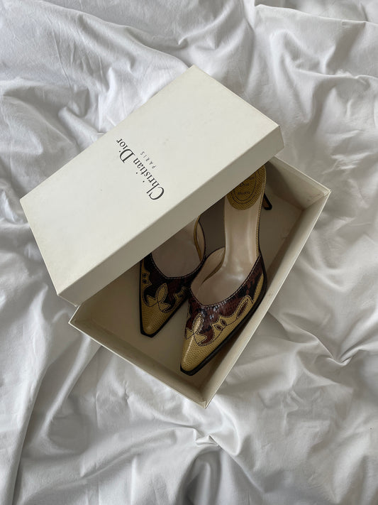 Christian Dior 1990s python western mules