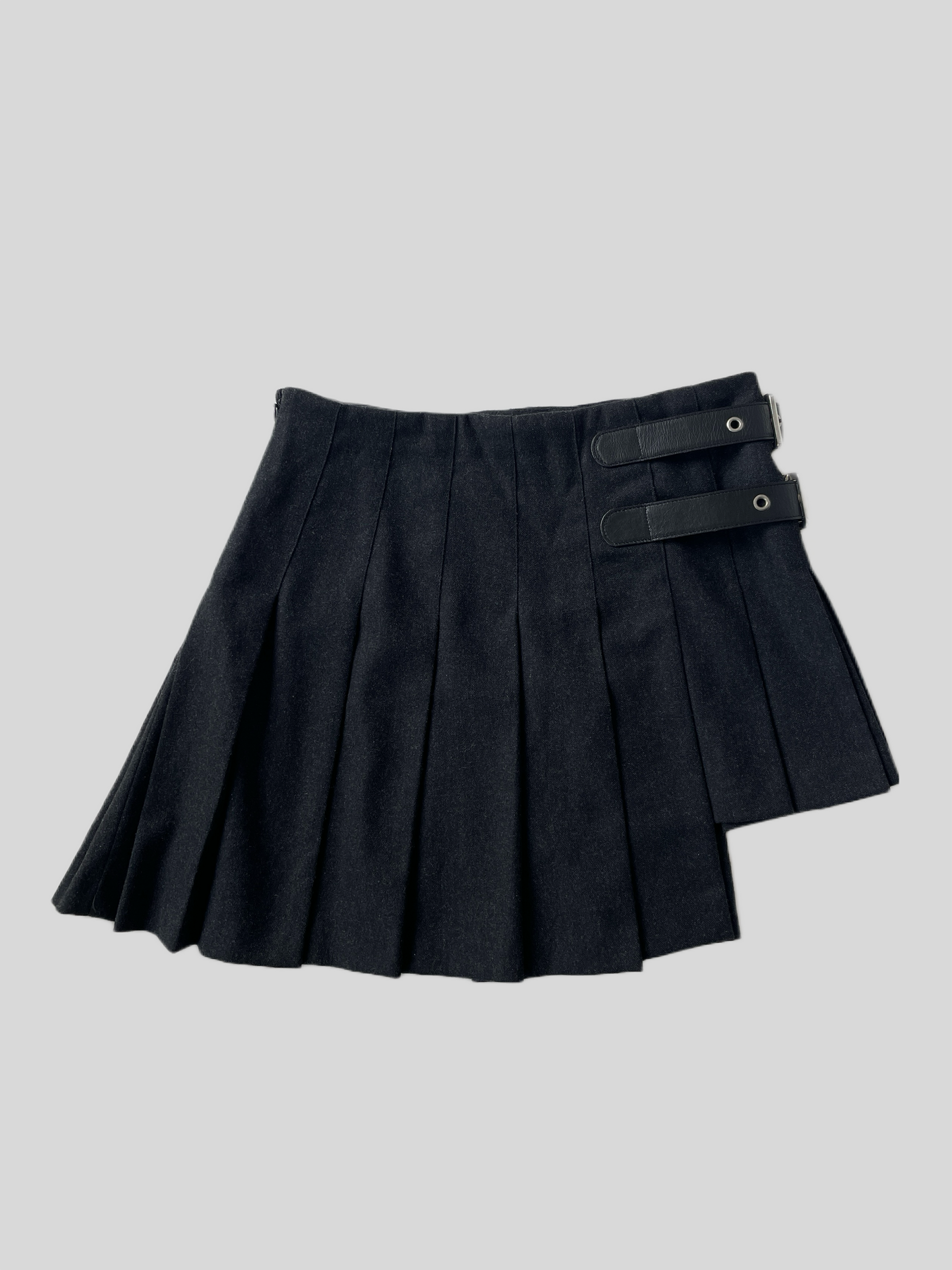 【関税＆送料込み】Dolce & Gabbana Black Wool Skirt DOLCE & GABBANA Runway Black Wool Skirt w/ Velvet At Waist