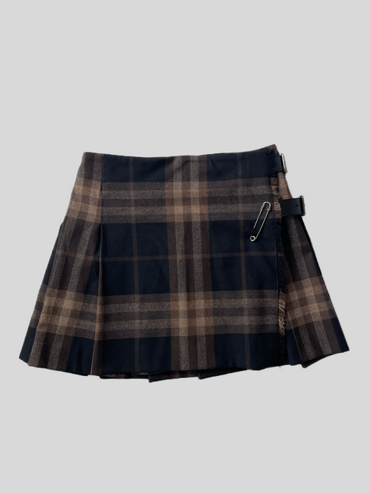 Vintage Burberry Brit brown wool mini skirt