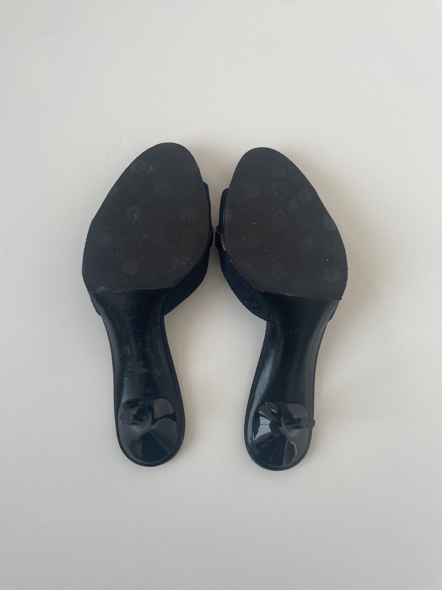 Gucci 2000s black horsebit monogram sandal heels (EU 37,5 / US 7)