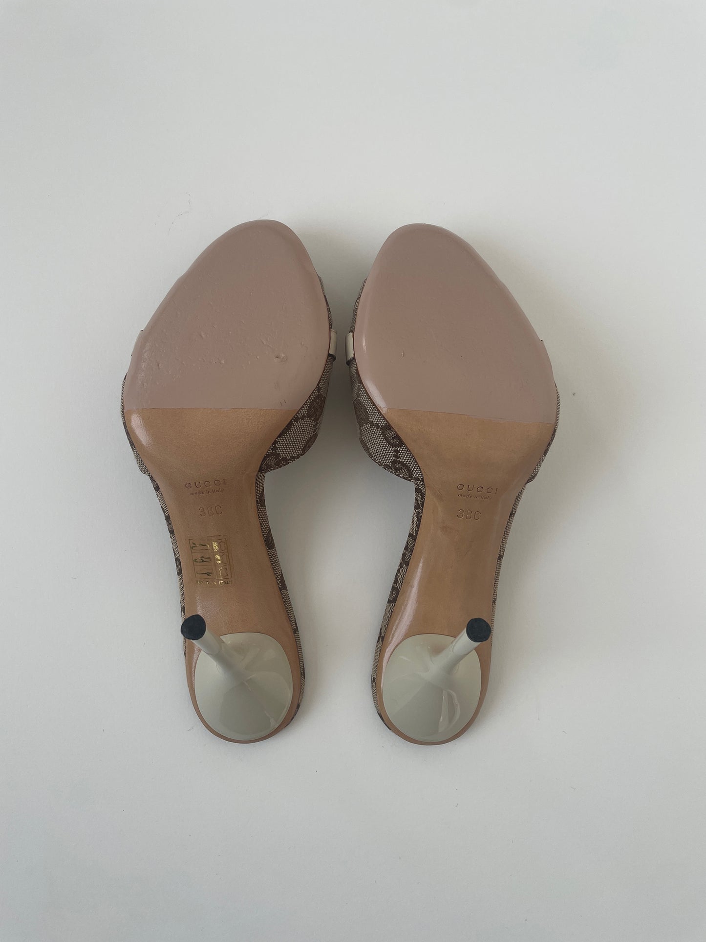 Vintage 2000s Gucci iconic beige horsebit monogram sandal heels