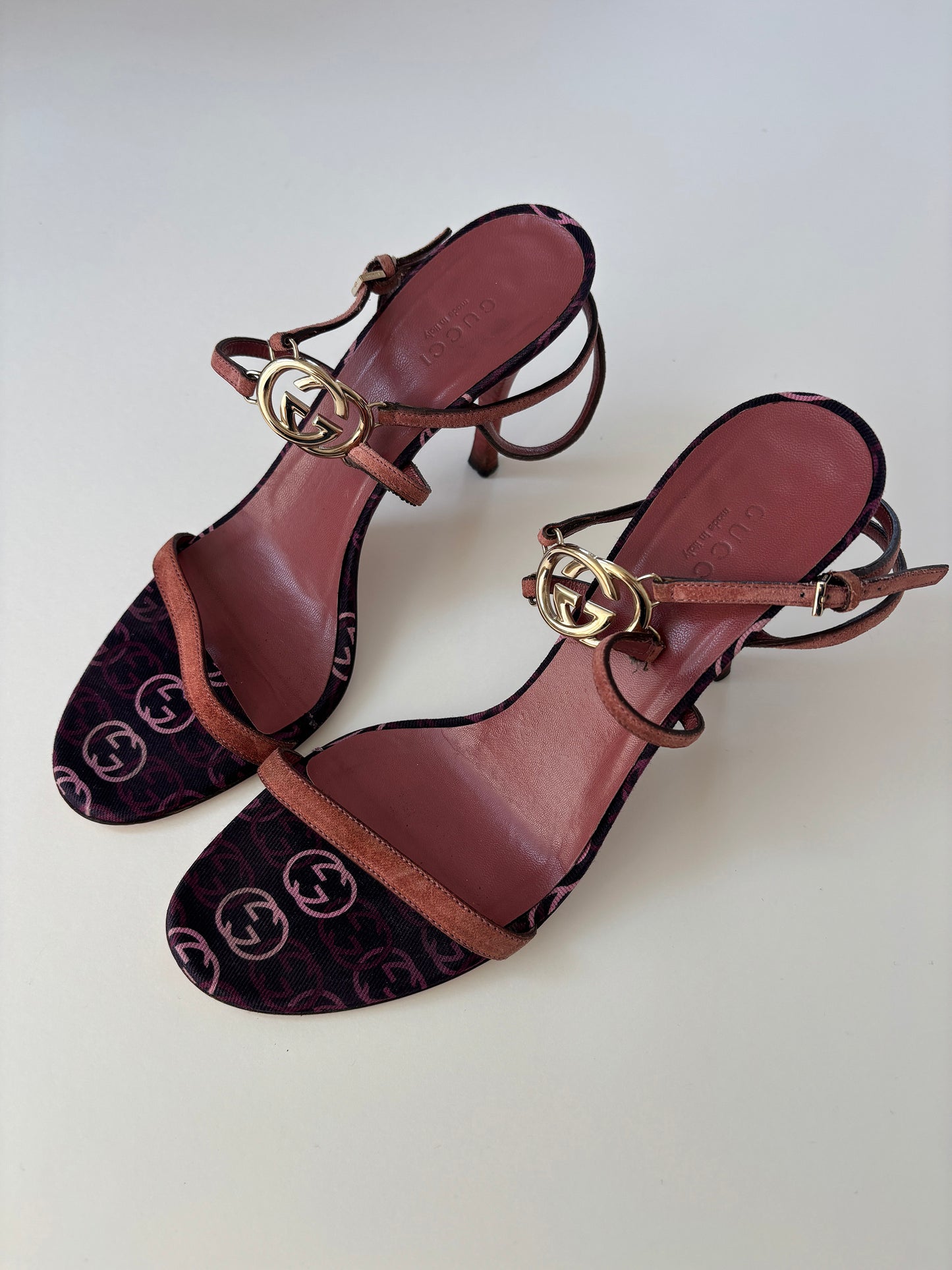 Gucci by Tom Ford 2000s pink interlocking GG sandal heels (EU 38 / US 7.5)